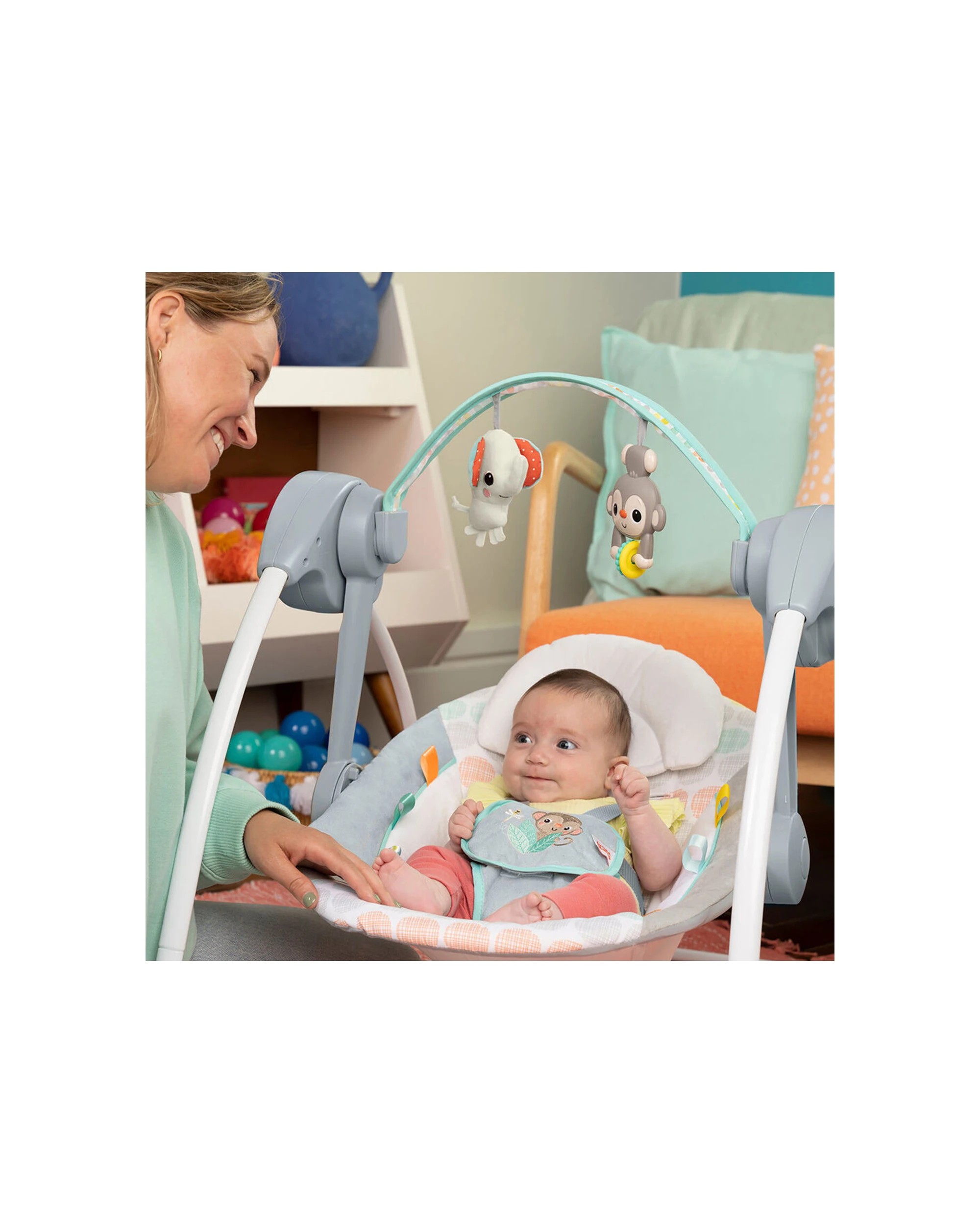 2 Bright Starts Whimsical Wild Portable Swing 6 Speeds 10 Melodies 0m Plus - Multi, 2 of 5