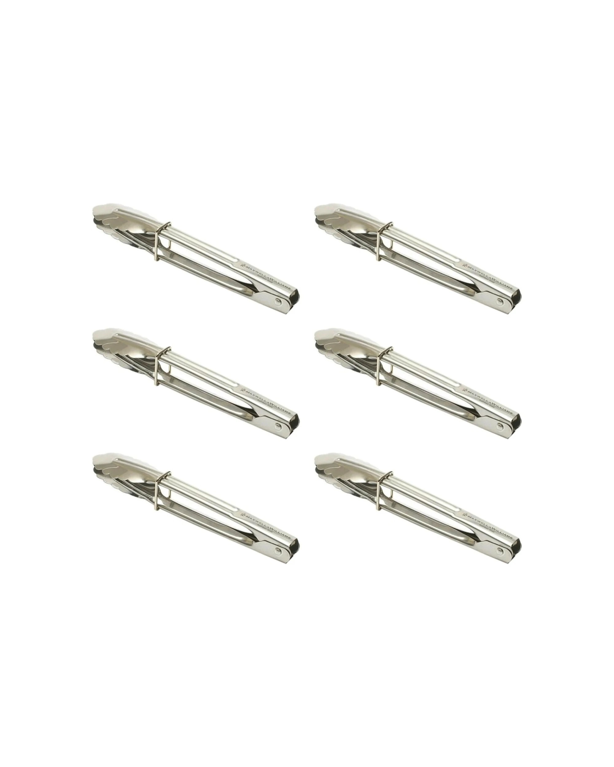 1 Maxwell & Williams 6x 18cm Grabbers Mini Tongs Stainless Steel Food Serving Utensil - Silver, 1 of 2