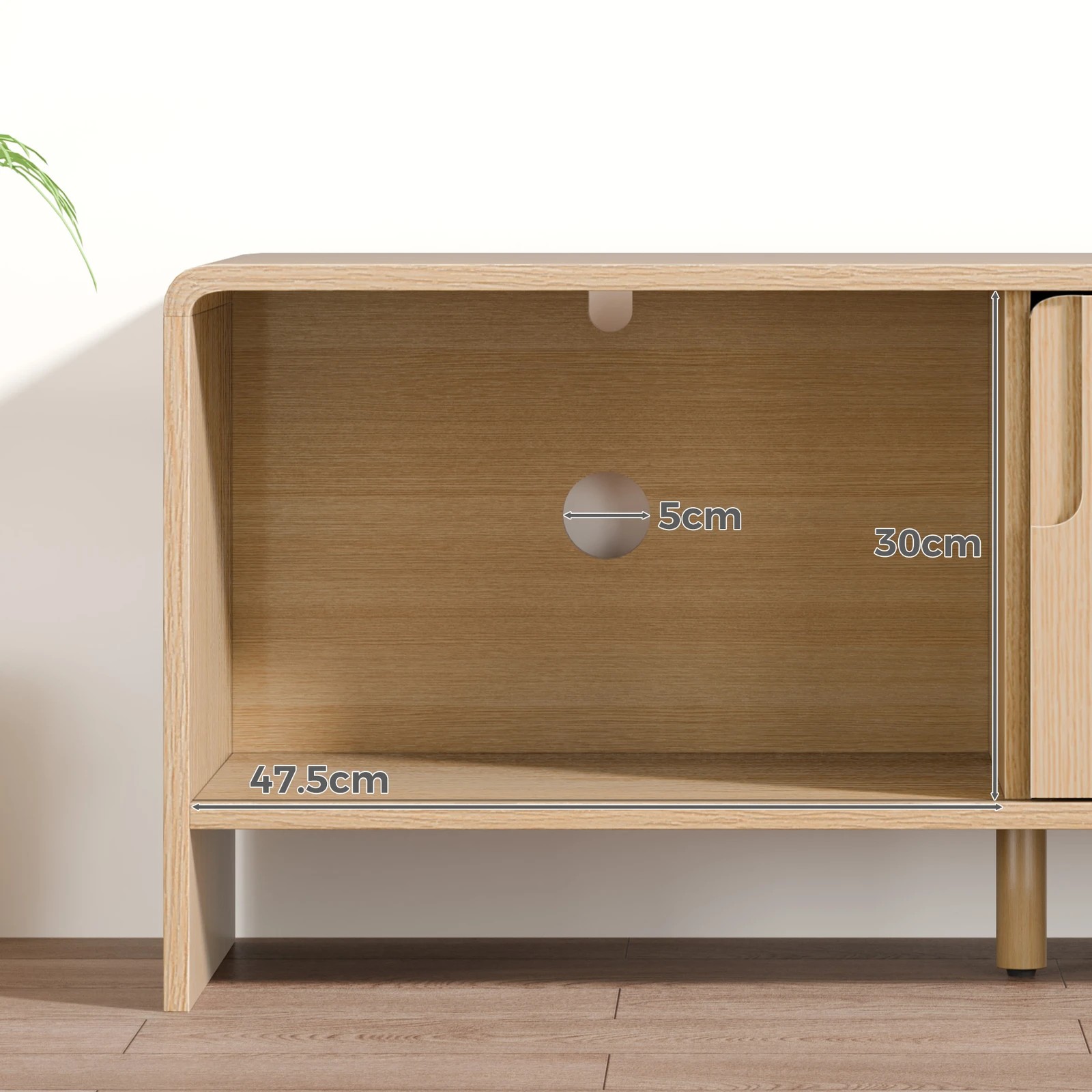 4 Alfordson TV Cabinet Entertainment Unit Stand 150cm Storage Sliding Doors - Oak, 4 of 10