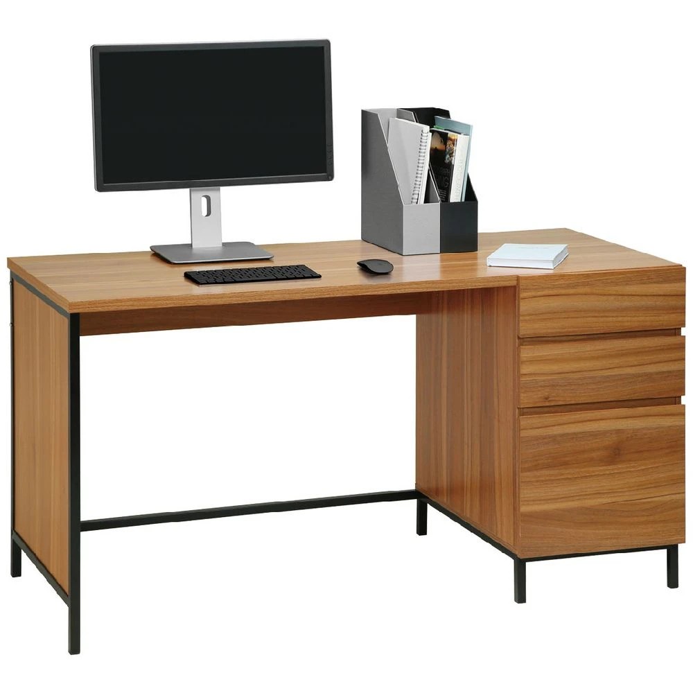 2 Stockholm 3 Drawer 1400mm Desk Walnut Black Desks, Tables and Workstations, 2 of 7