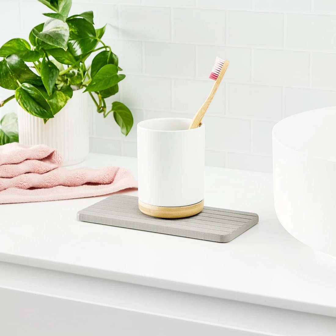 2 Stone Dry Bath Mat and Tray Set, 2 of 9