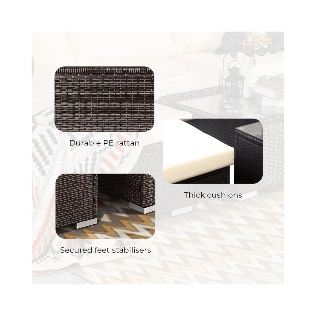 8 Sarantino 5pc Modular Outdoor Lounge Set Pe Rattan - Brown, 8 of 10