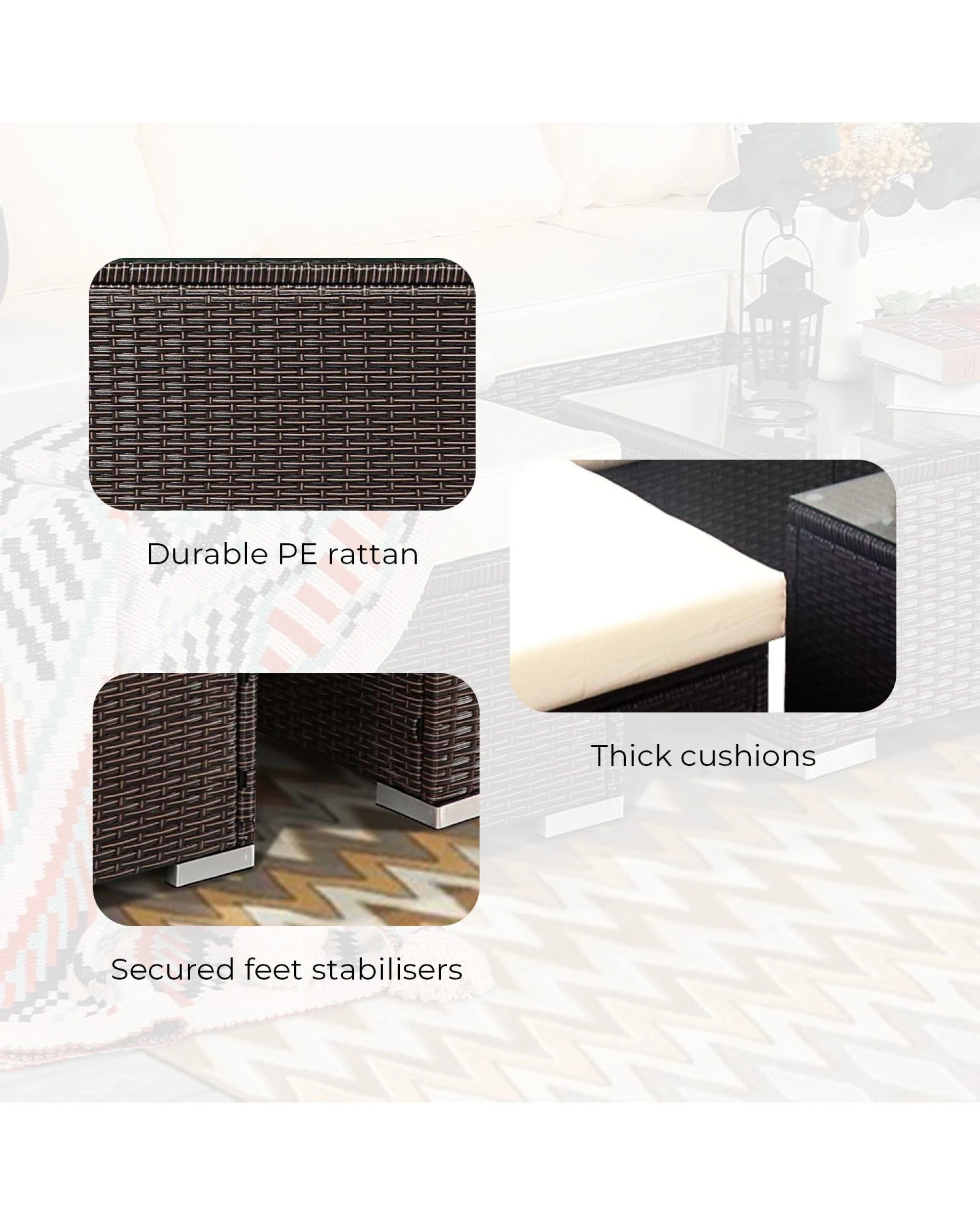 8 Sarantino 5pc Modular Outdoor Lounge Set Pe Rattan - Brown, 8 of 10