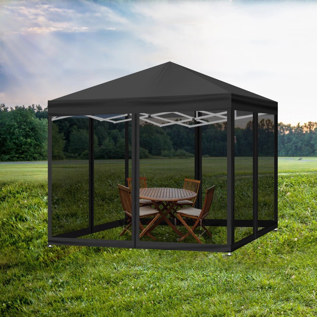 8 Mountview Pop Up Gazebo with Mesh Side Walls - Black, 8 of 8