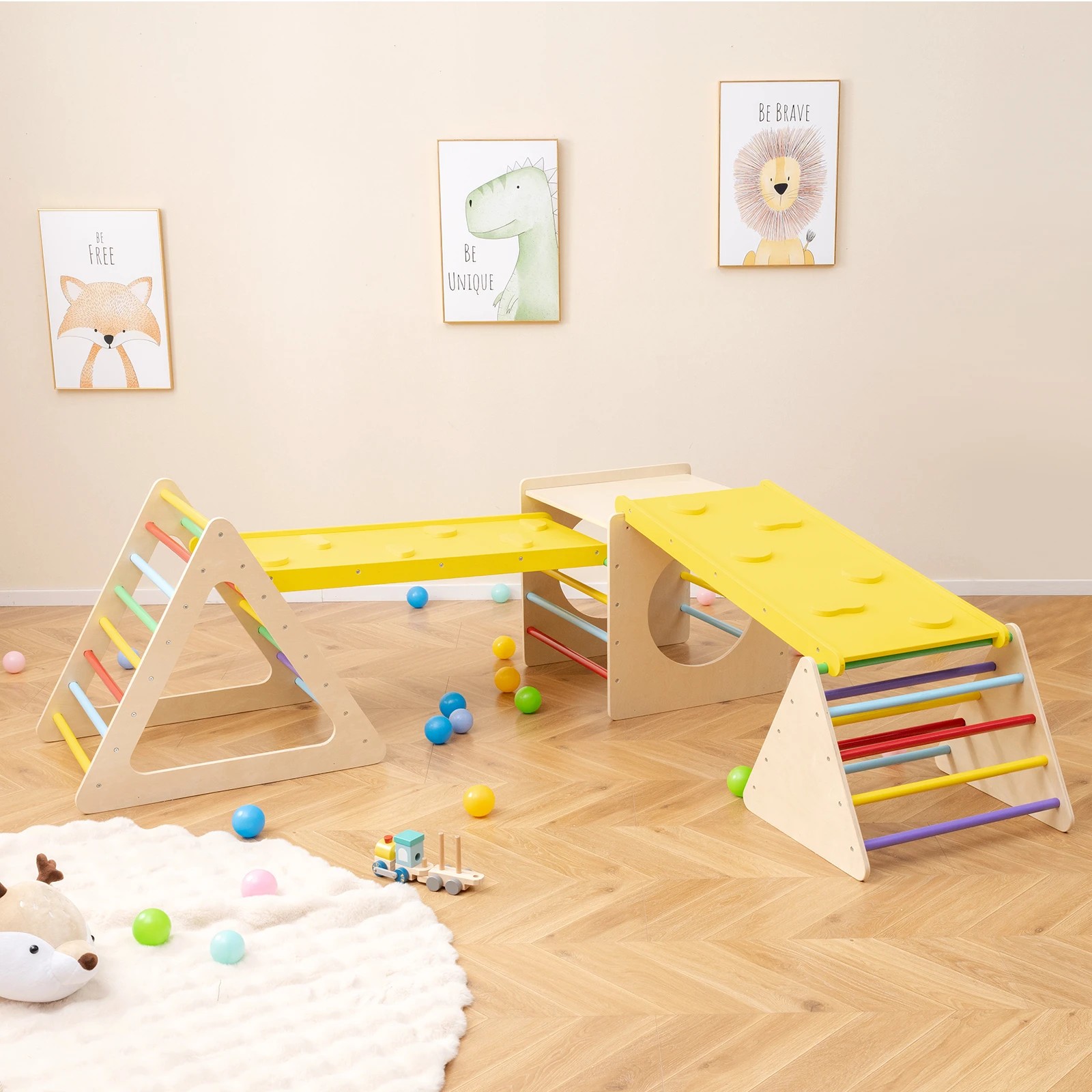 2 Costway Climb Playset 5 in 1 Slide Set Triangle Frame, 2 of 6