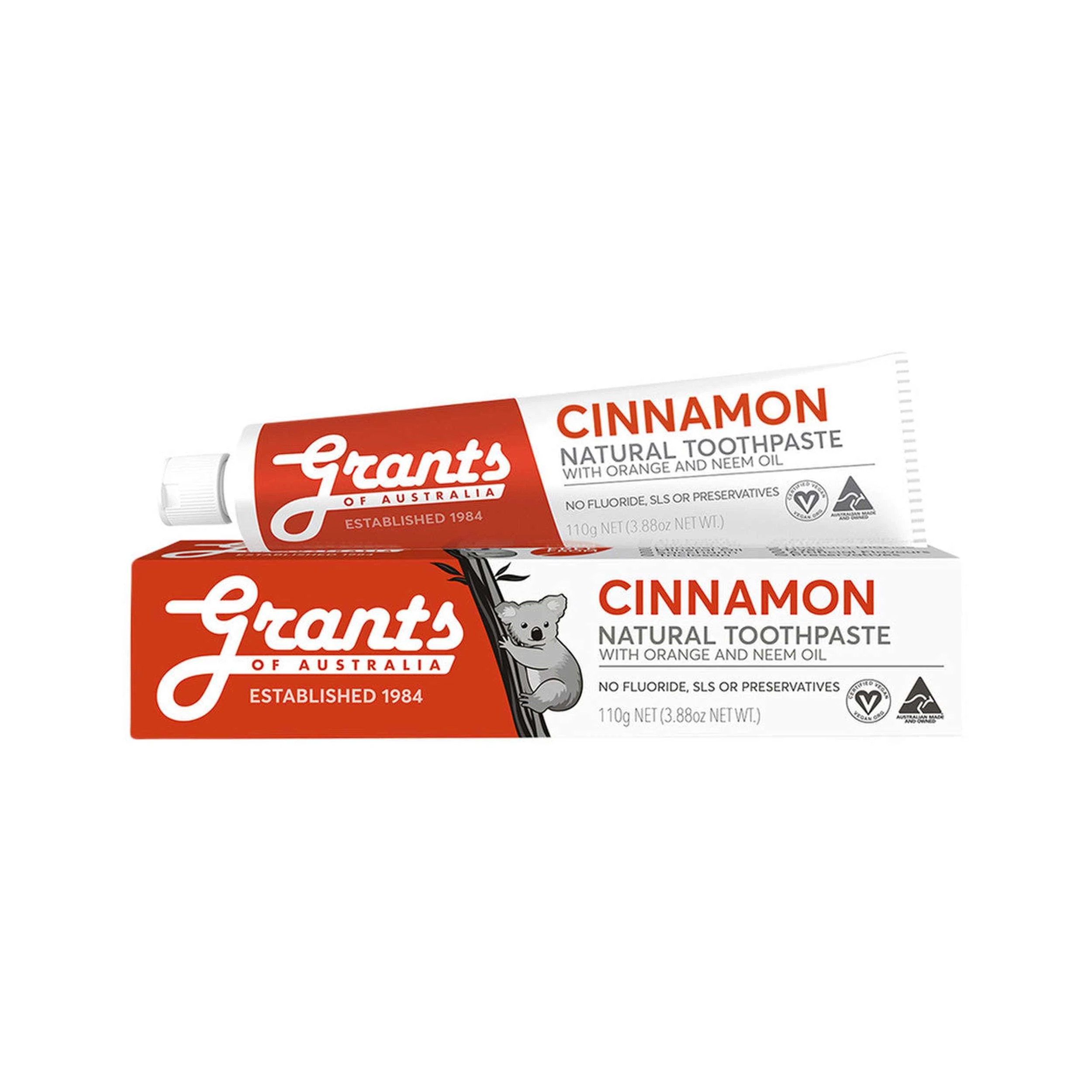 1 Grants Of Australia Natural Toothpaste Cinnamon with Orange & Neem Oil 110g, 1 of 5