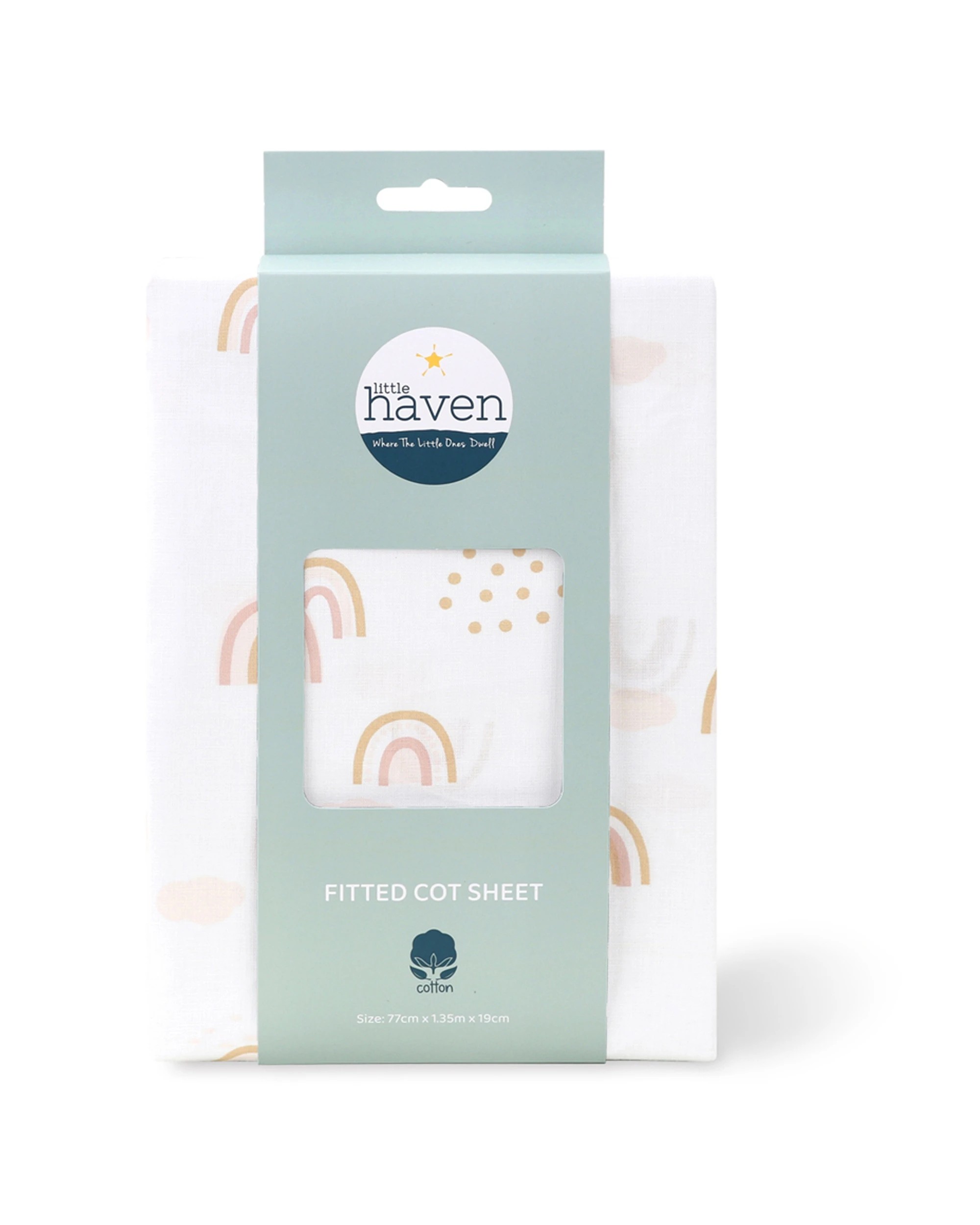 1 Little Haven Cot Fitted Rainbows Baby Bedding Sheet Cotton Australian Cots - Multi, 1 of 3