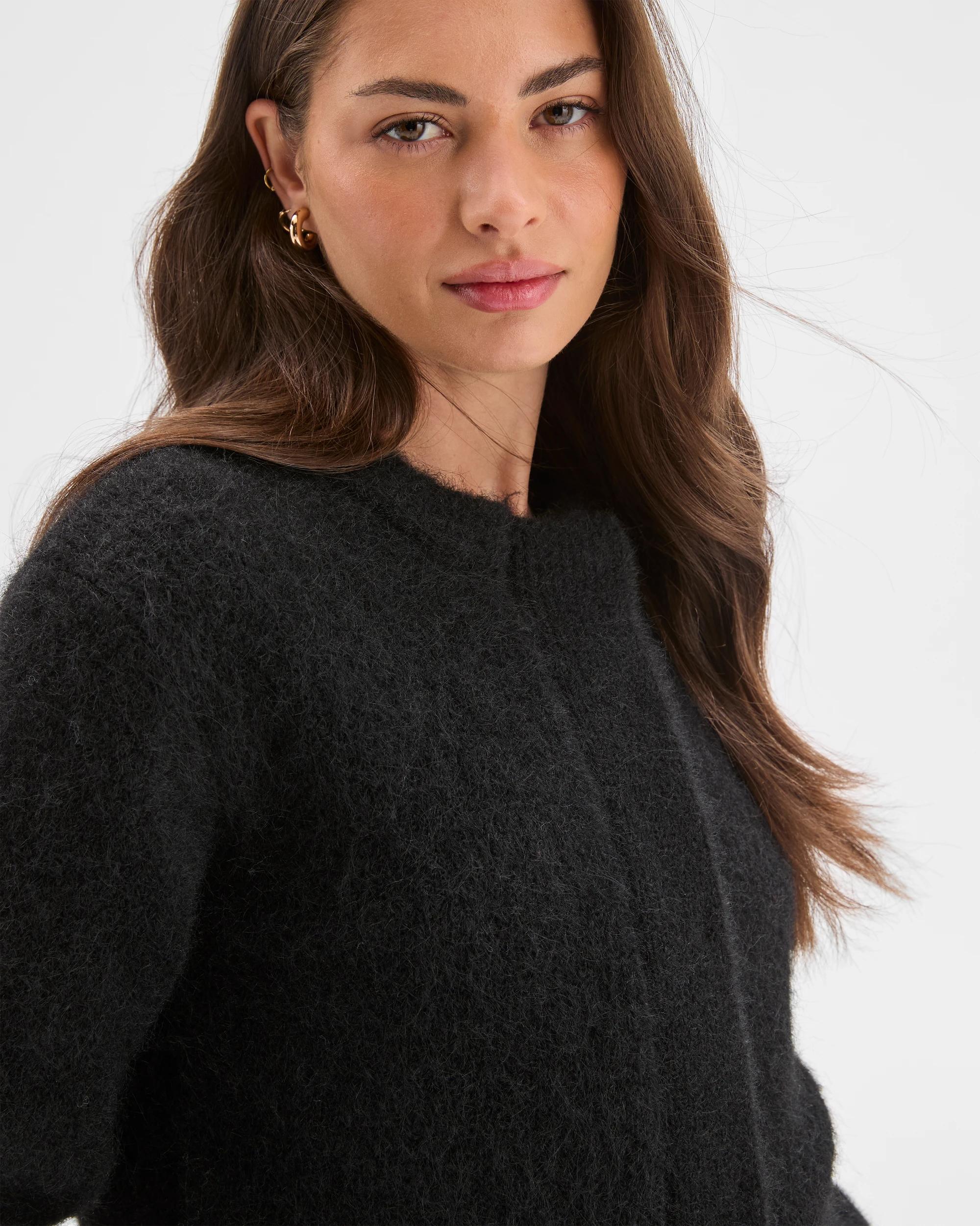 5 Target Petites Petites Plush Knit Cardigan BLACK, 5 of 8