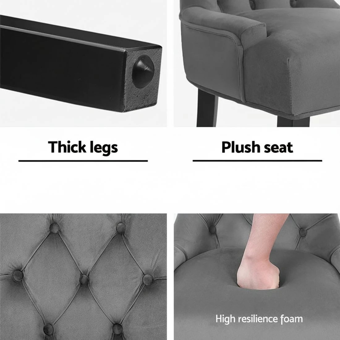 5 Artiss Dining Chairs Set of 4  French Provincial - Grey, 5 of 5