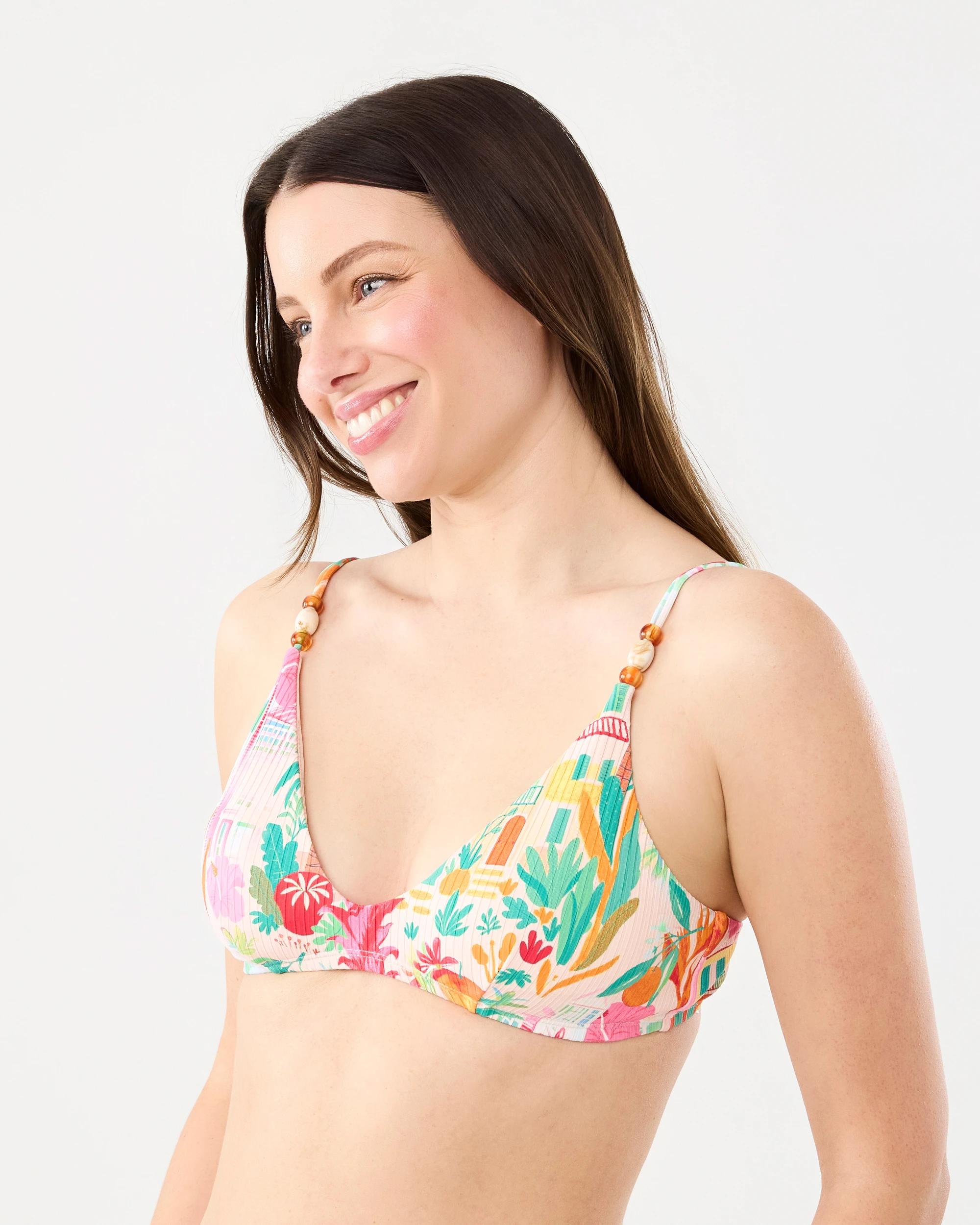 2 Printed Bralette Bikini Swim Top Pnk Cstal, 2 of 9