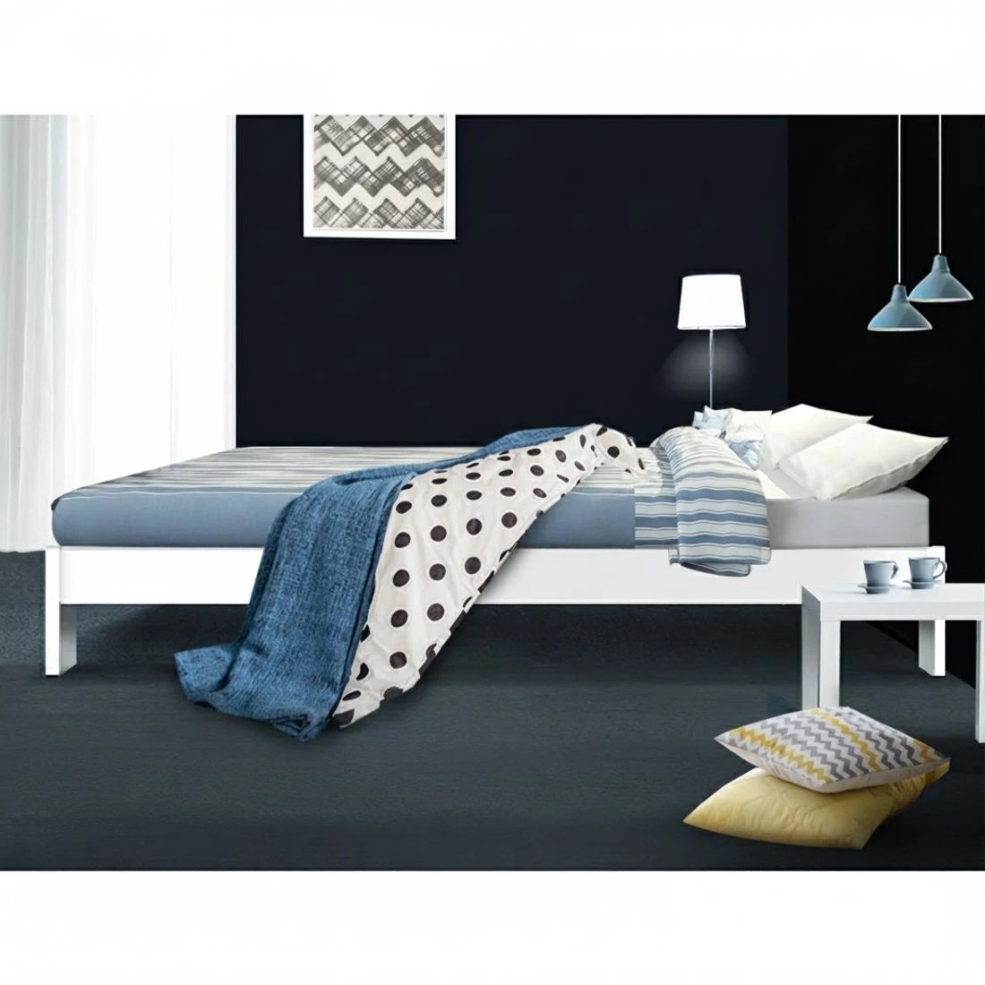 6 Artiss Bed Frame Queen Size Wooden  JADE - White, 6 of 8