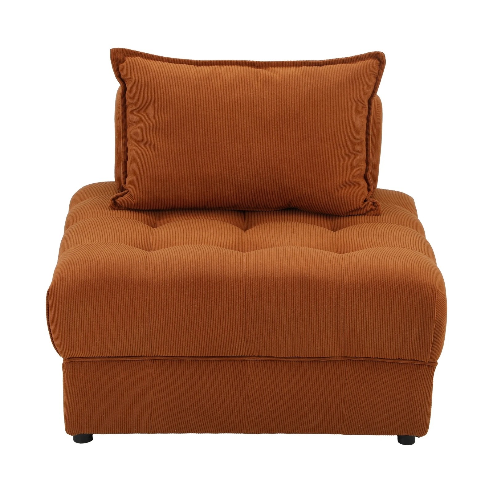 1 Oikiture 2 Seater Velvet Modular Sofa Lounge Chair Armless Tofu Back
 - Brown - Brown, 1 of 10