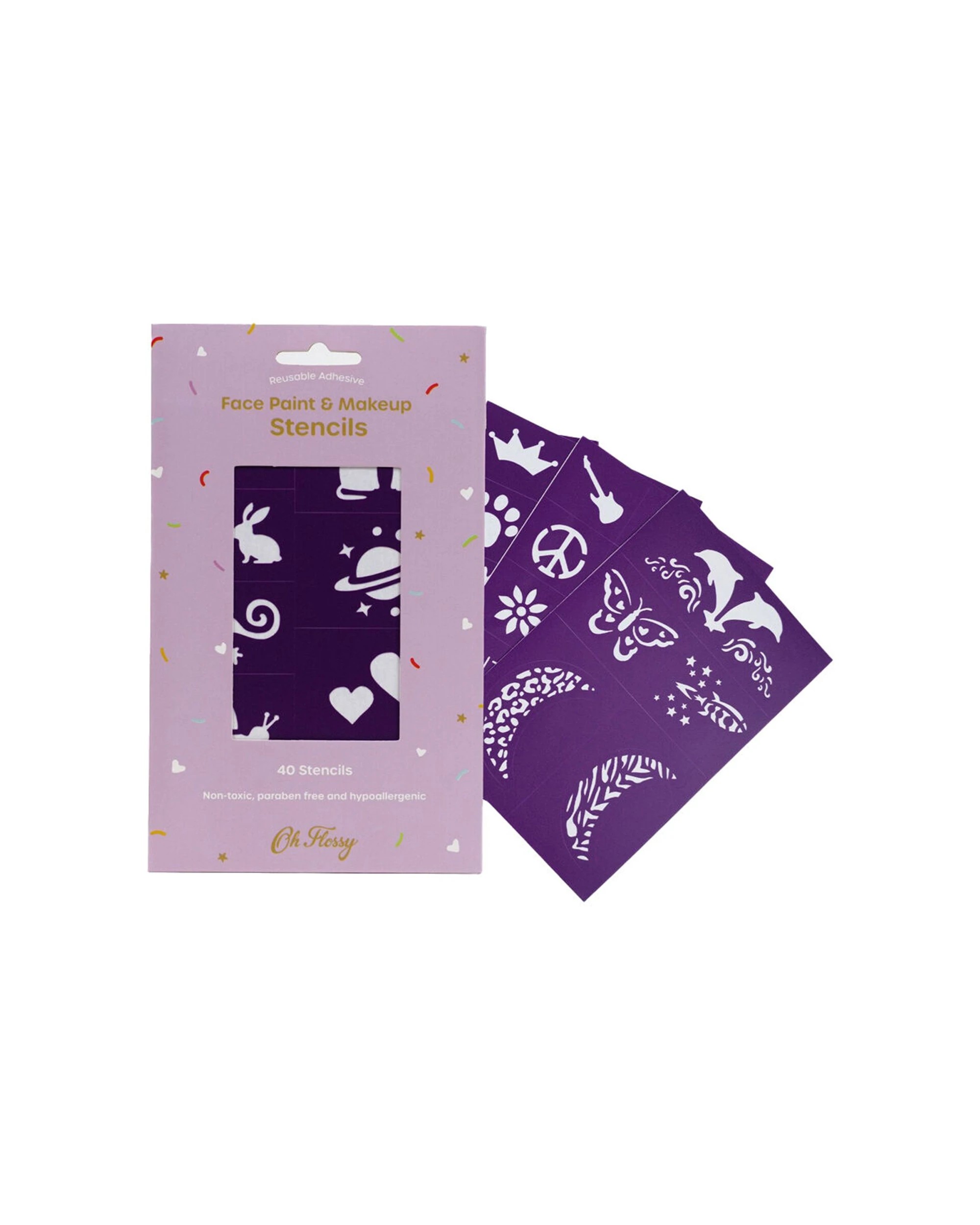 2 OH FLOSSY 4x40pc Reusable Adhesive Face Paint Makeup Stencils - Purple, 2 of 3