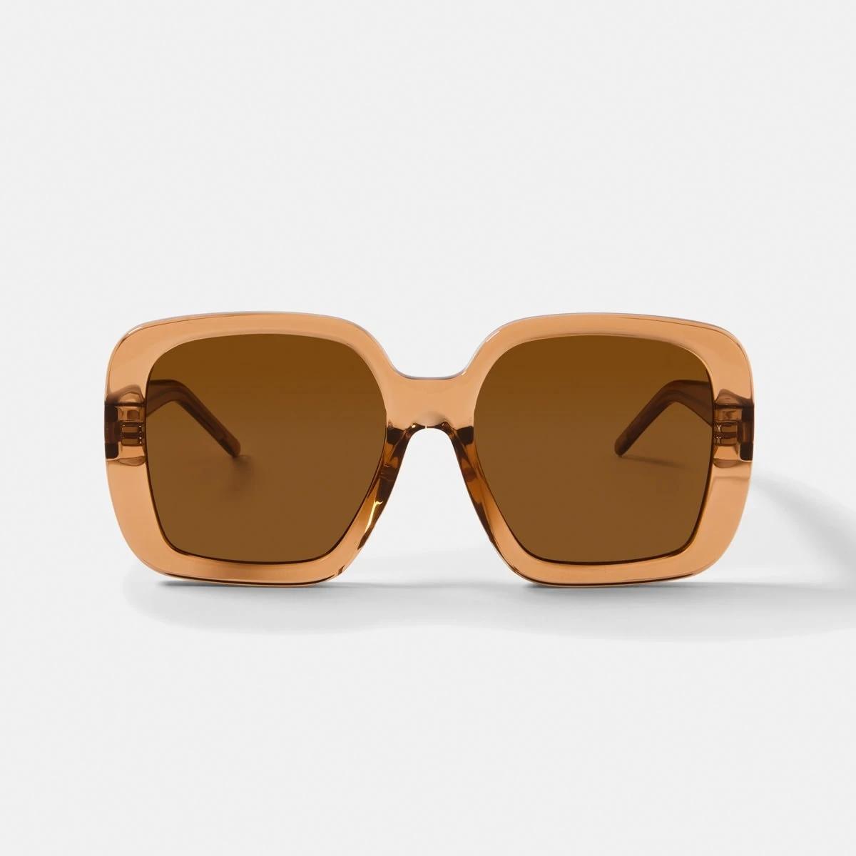 4 Womens Oversize Square Sunglasses TRANSLUCENT BROWN, 4 of 6