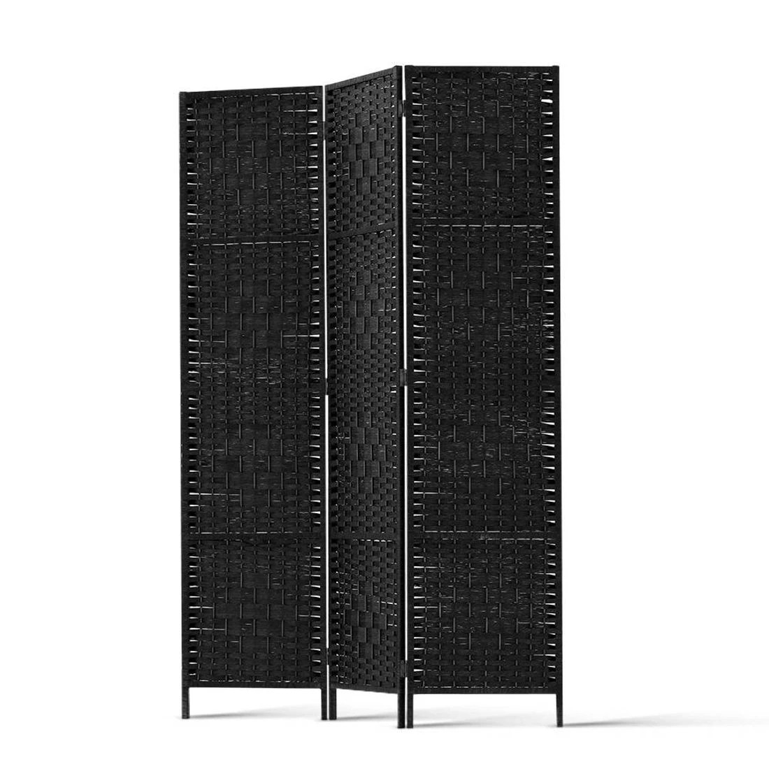 5 Artiss 3 Panel Room Divider Screen 123x170cm Woven Black
 - black, 5 of 8
