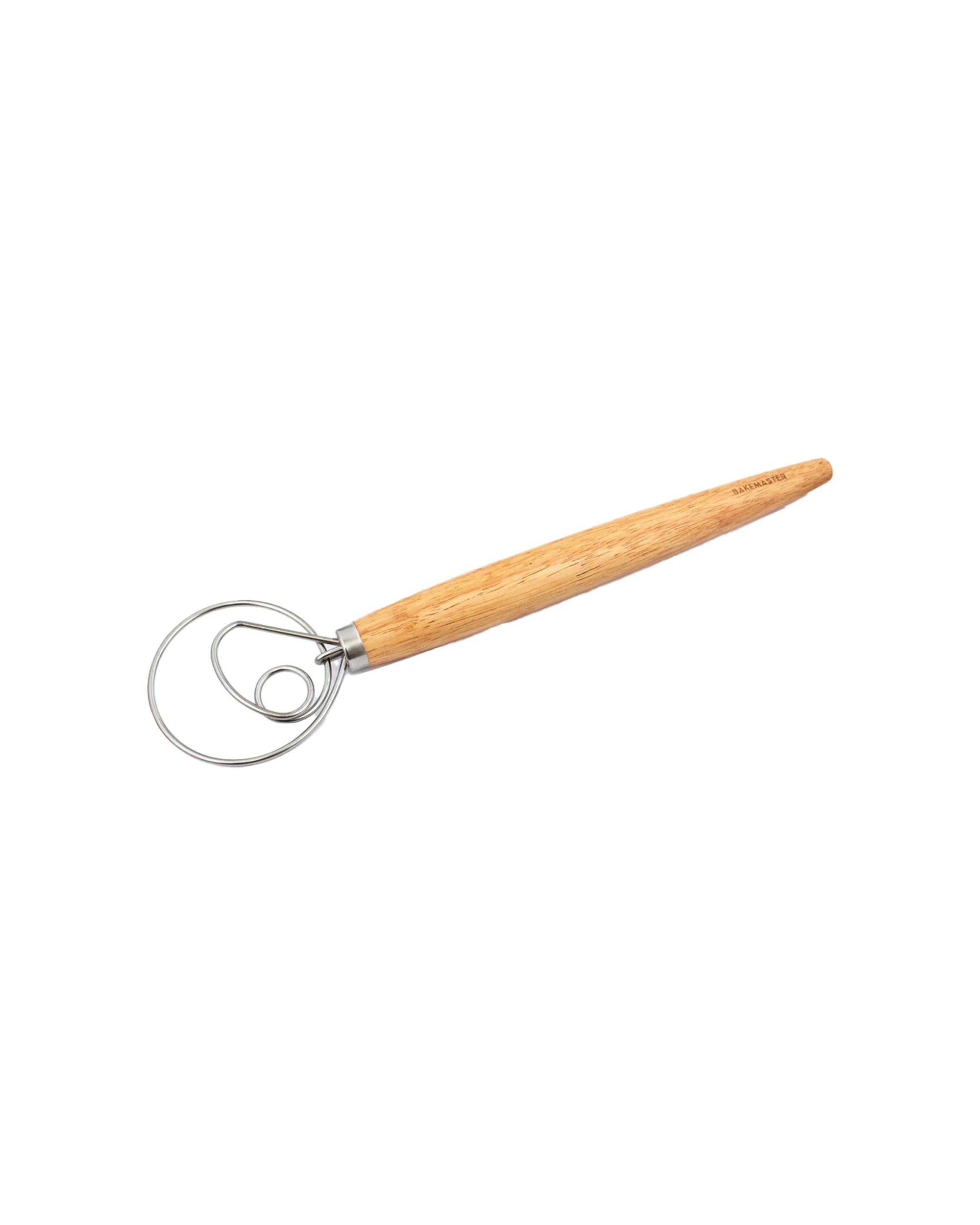 1 Bakemaster 33cm Dough Whisk Wooden Handle Stainless Steel Loops For Baking
 - Brown, 1 of 3