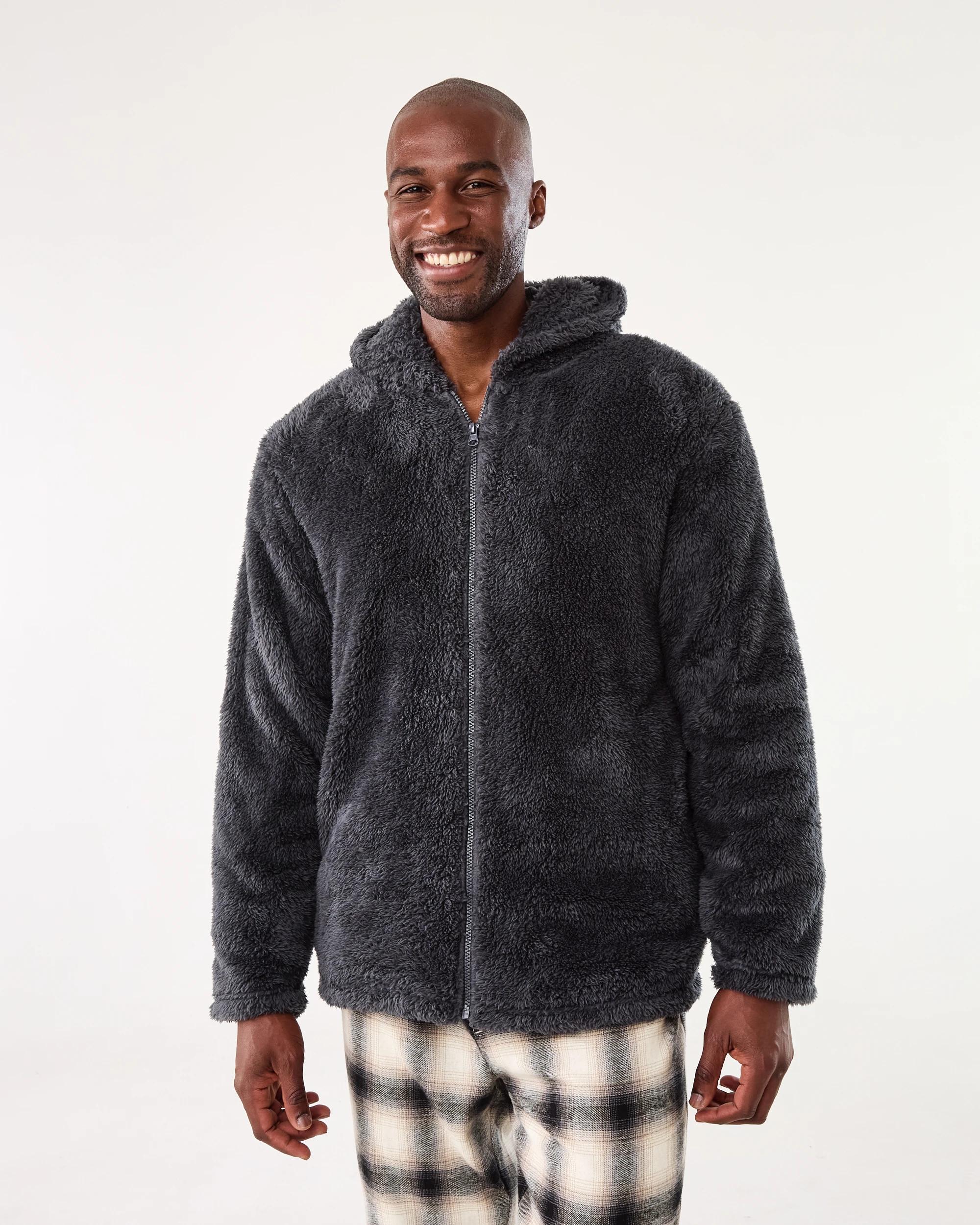 1 Long Sleeve Cosy Zip Through Hoodie Phantom, 1 of 6