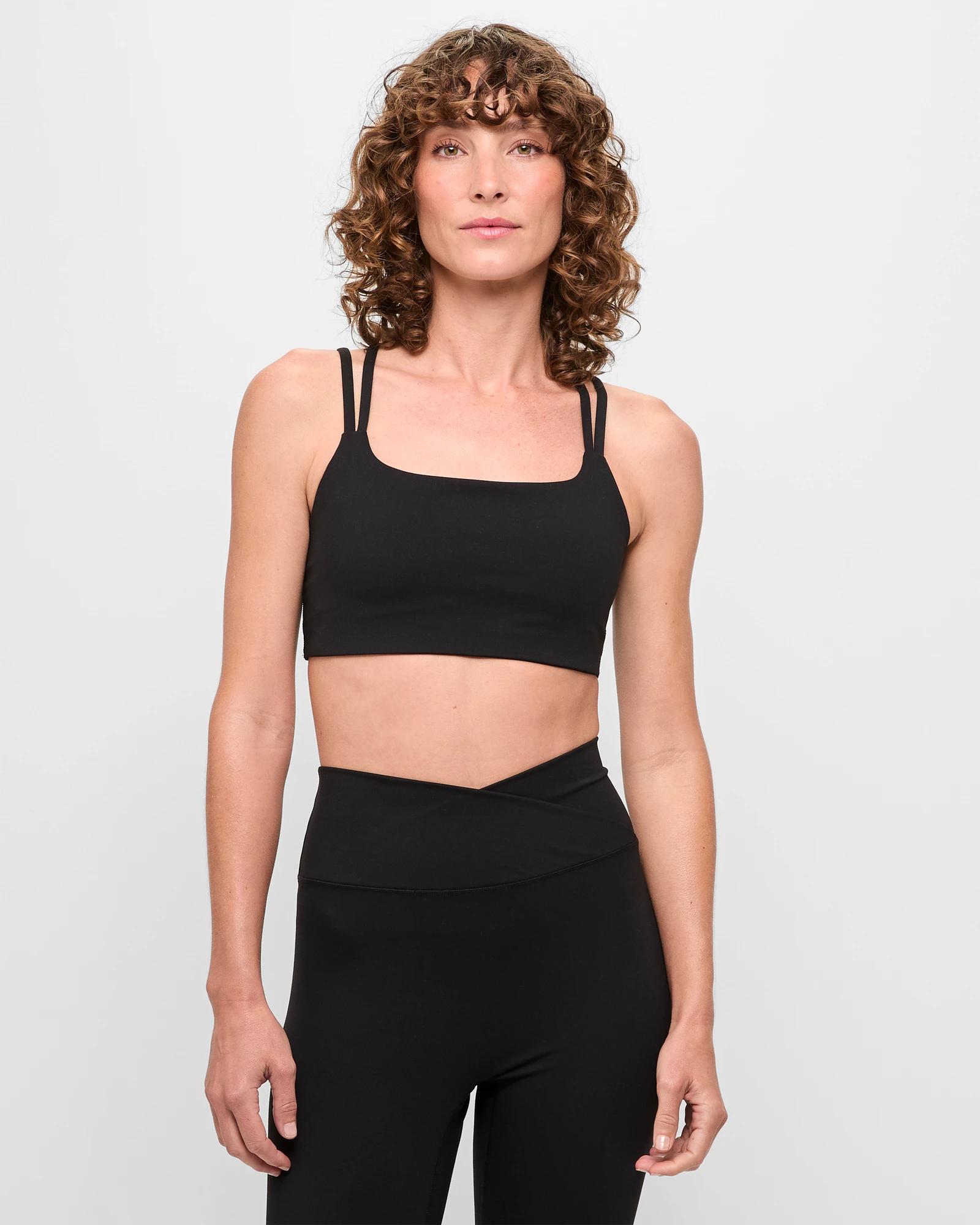 1 Target Active Low Impact Strappy Back Studio Soft Crop Top BLACK, 1 of 5