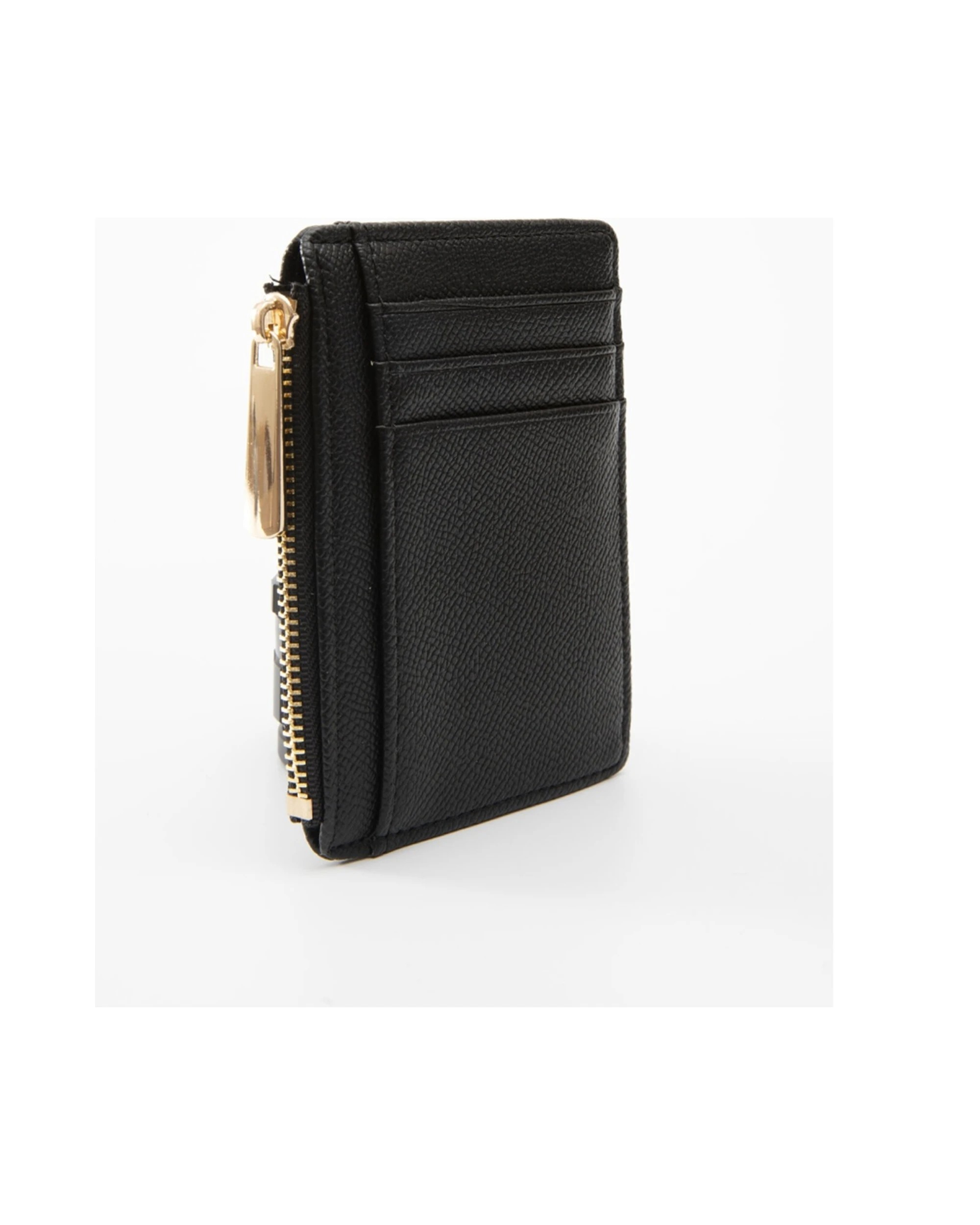 3 Tosca PU Wallet Textured Leather Cardholder Zip Around Slim Design - Black, 3 of 5