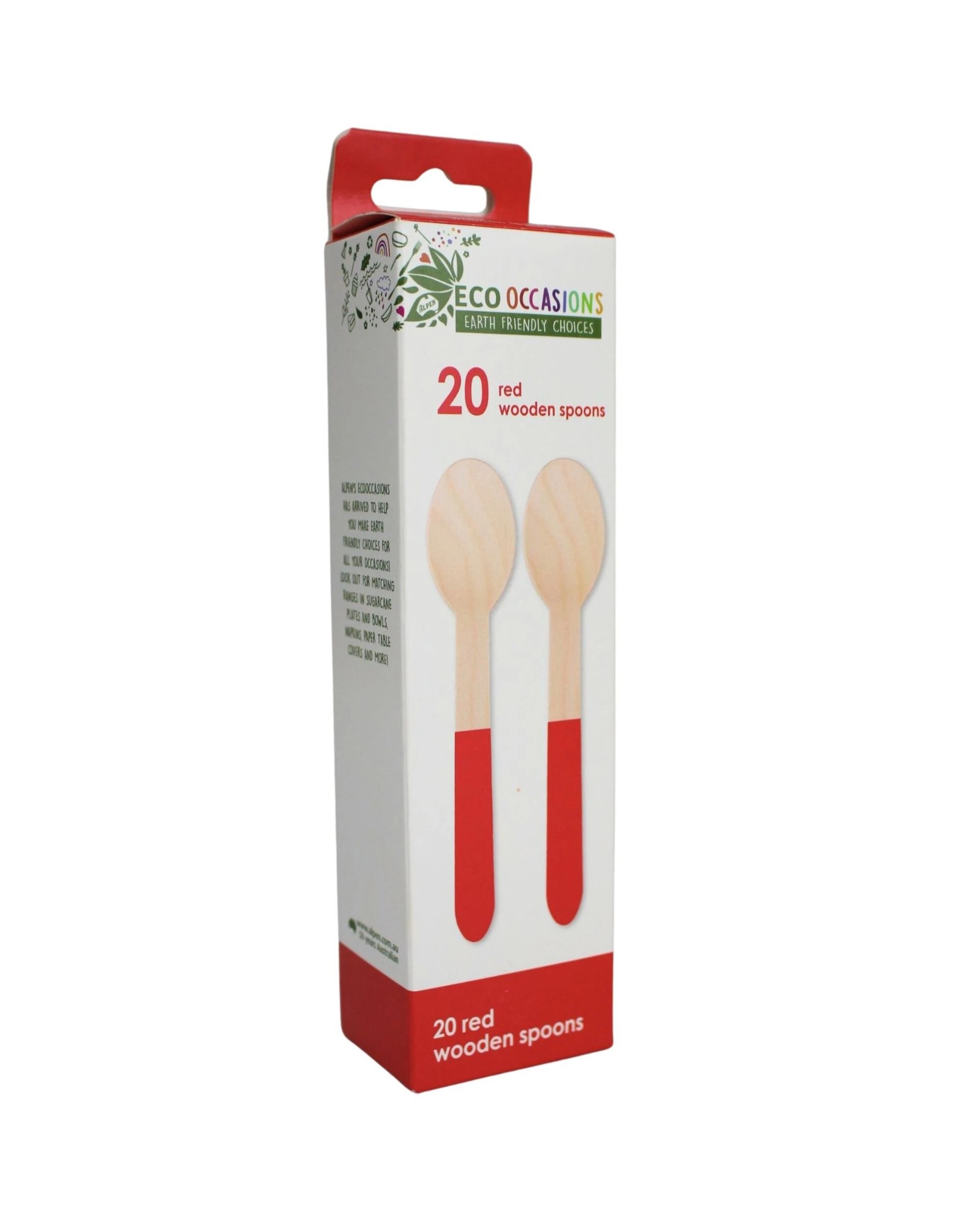 2 Alpen Wooden Dipped Spoons Red Pack of 20 - Red, 2 of 2