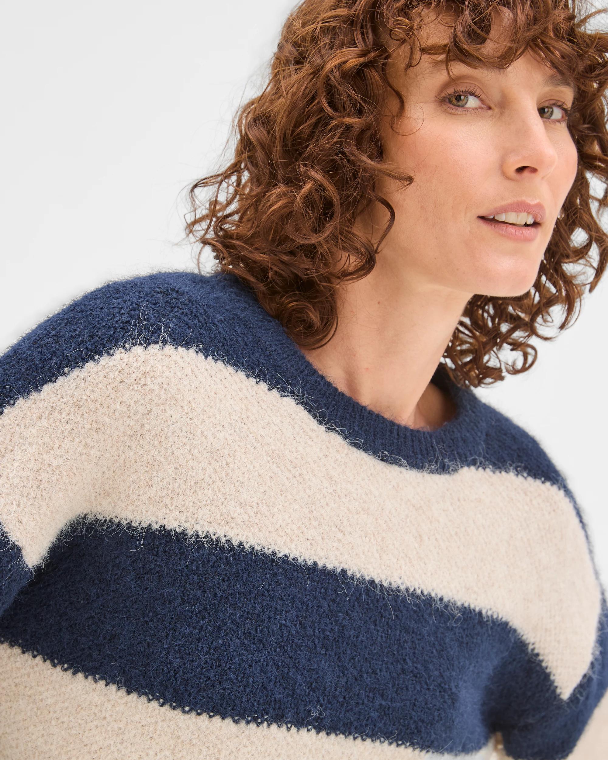 5 Target Woman Lofty Crew Neck Sweater INK NAVY/OATMEAL/PINOT STRIPE, 5 of 6