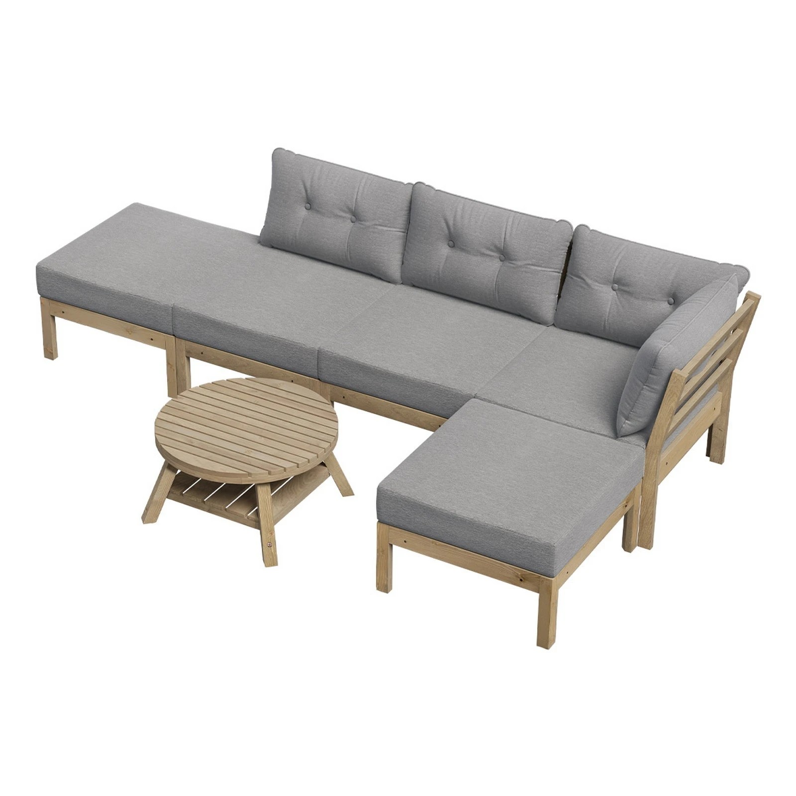 1 Livsip Outdoor Sofa Set 6-piece Lounge Setting Garden Table Chairs
 - Grey, 1 of 9