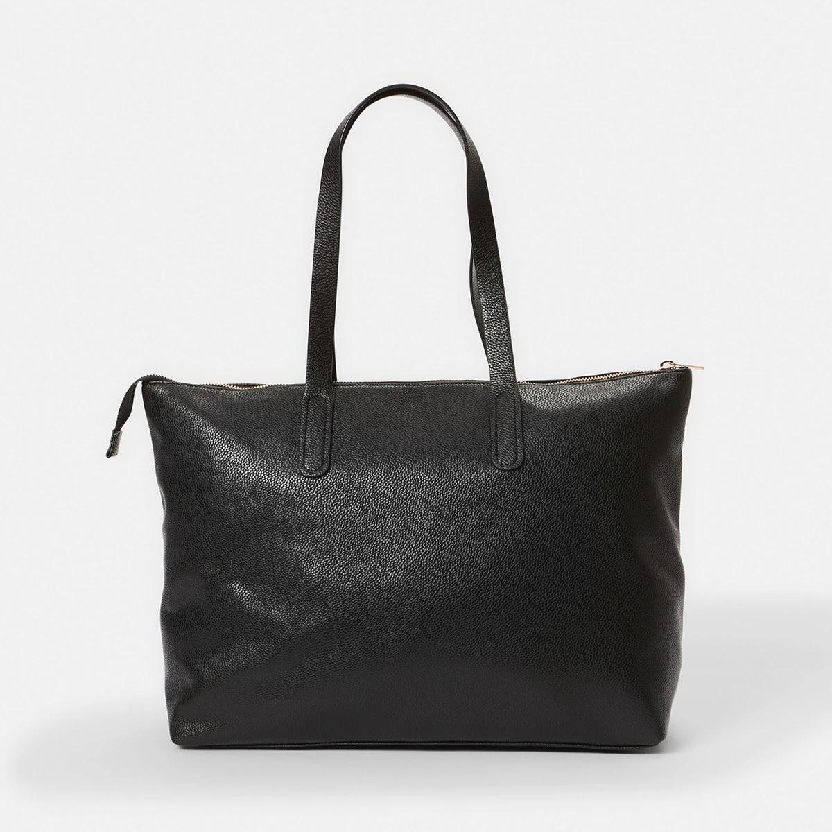 2 Zip Front Tote Bag Black, 2 of 6