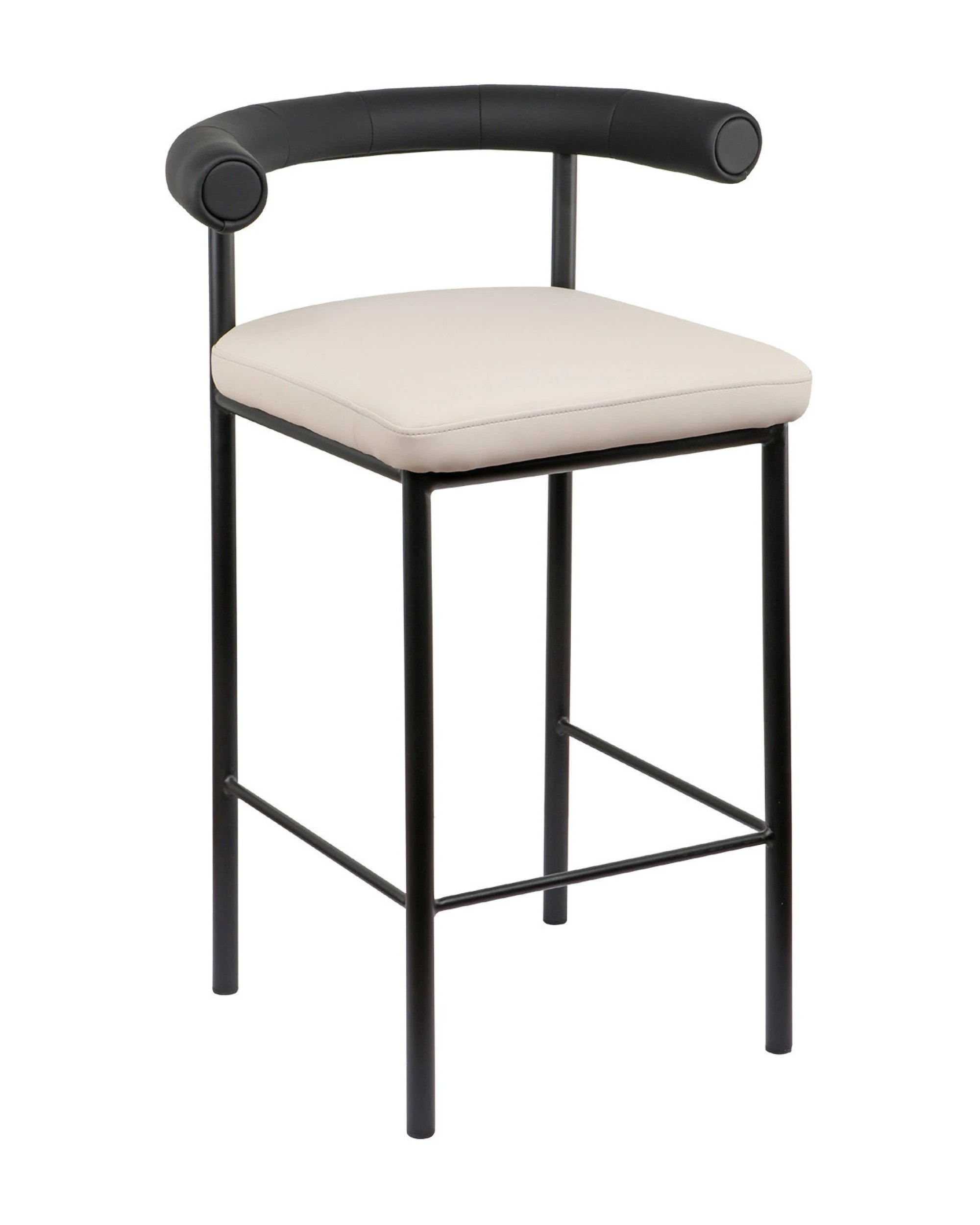 1 Sarantino Cedric Kitchen Bar Stool - Black And Beige, 1 of 10
