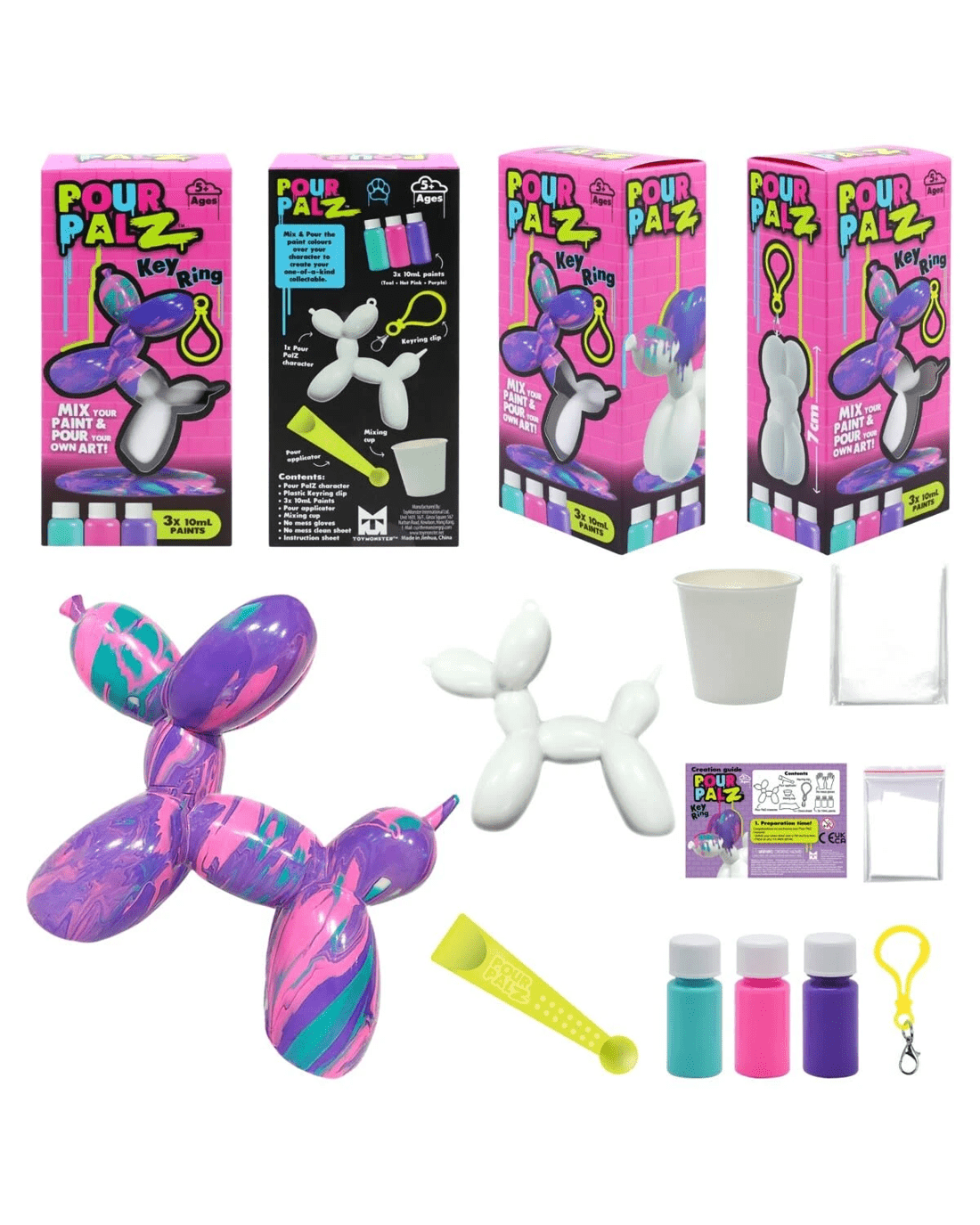 5 Pour Palz Mini Balloon Dog Keyring - Assorted, 5 of 7