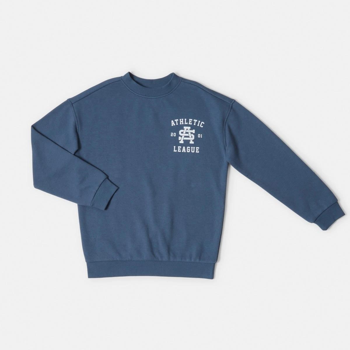 8 Oversized Graphic Crew Neck Sweatshirt Blu Athlet, 8 of 9