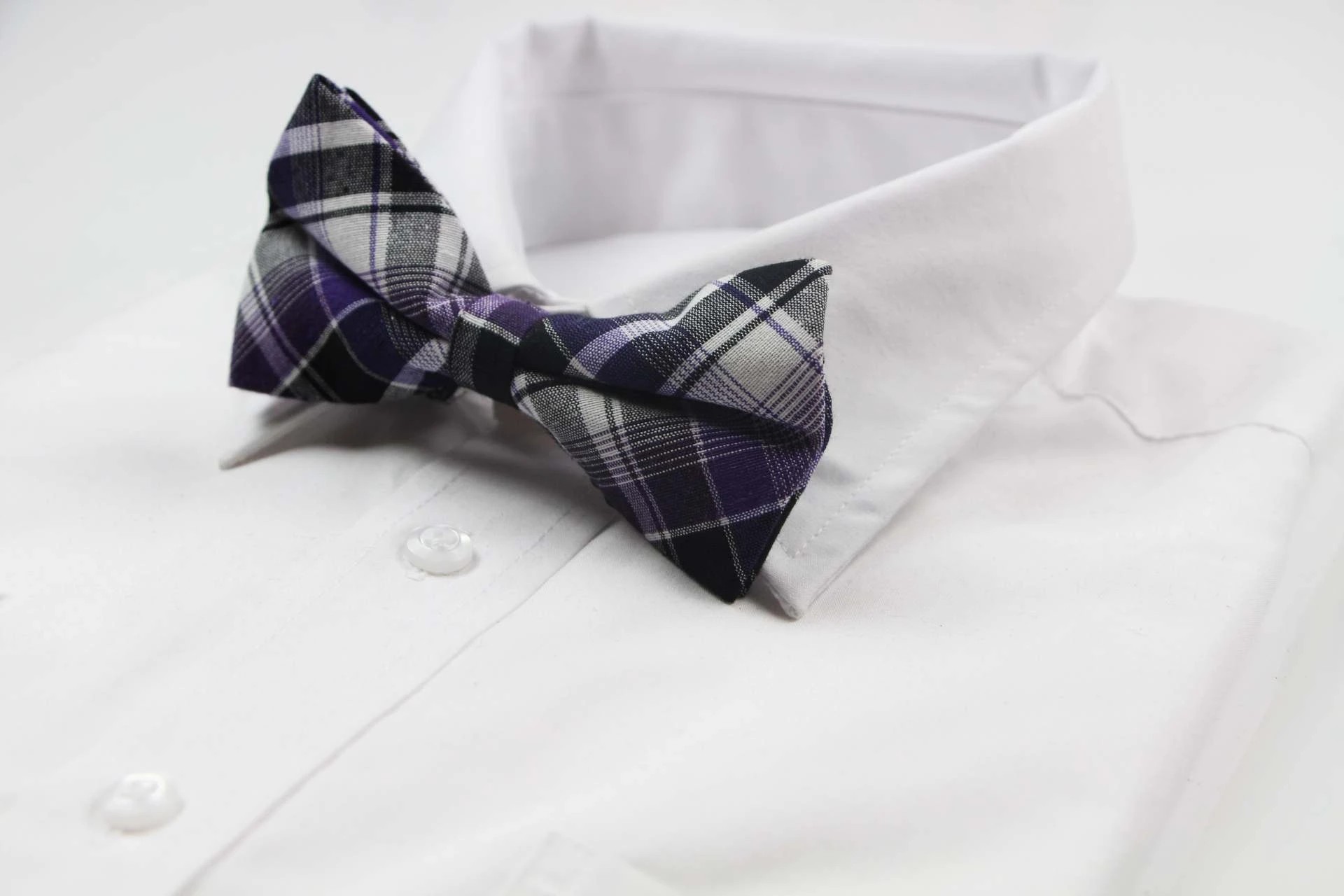 4 Zasel Mens Black, White & Purple Patterned Cotton Bow Tie - Multi, 4 of 5