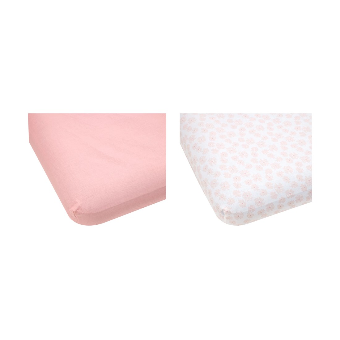 1 2 Pack Cotton Fitted Cot Sheets - Pink and Scribble Daisy, 1 of 6