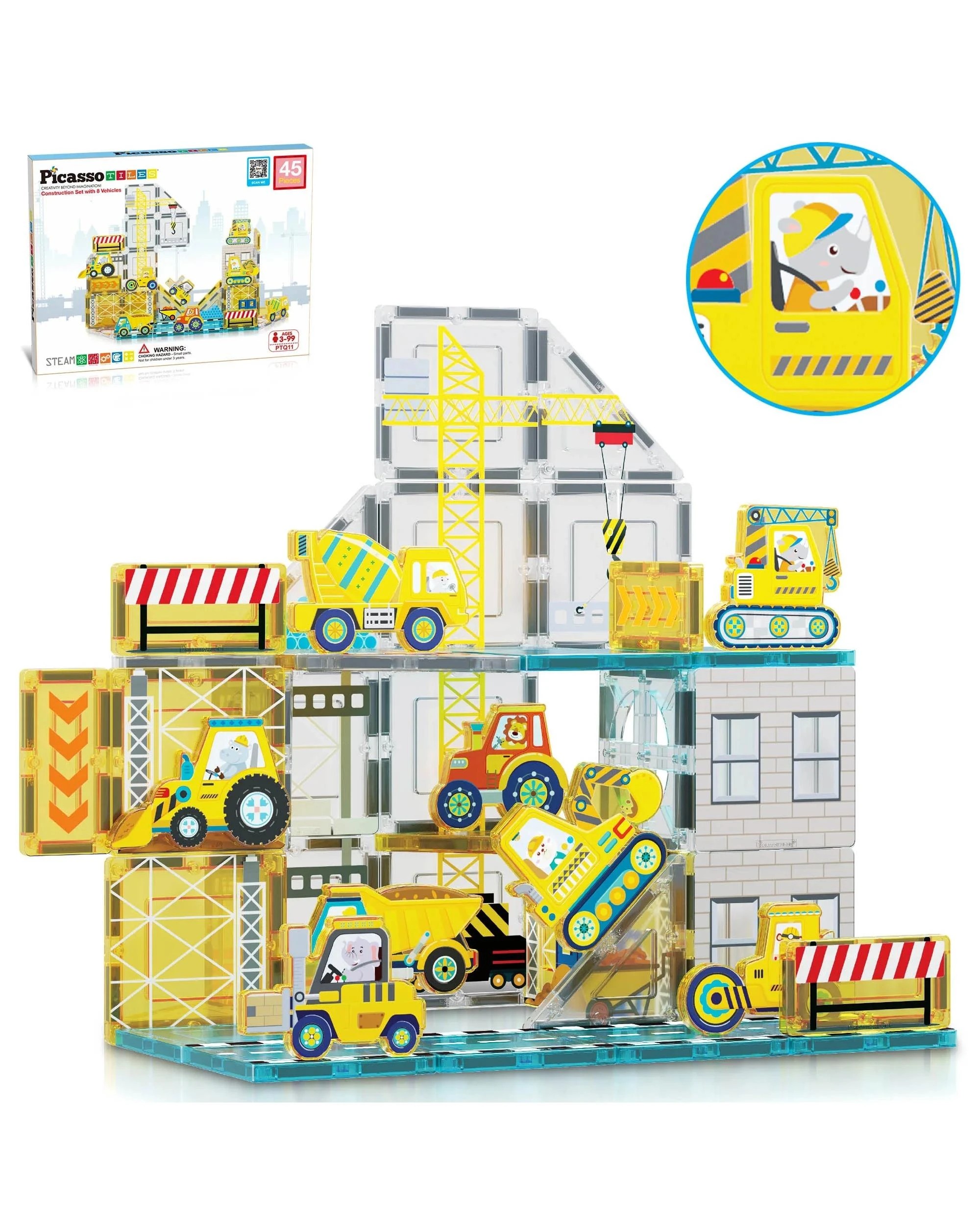 2 PicassoTiles Magnetic Tile Construction Adventure Building Set 45 Pieces, 2 of 8