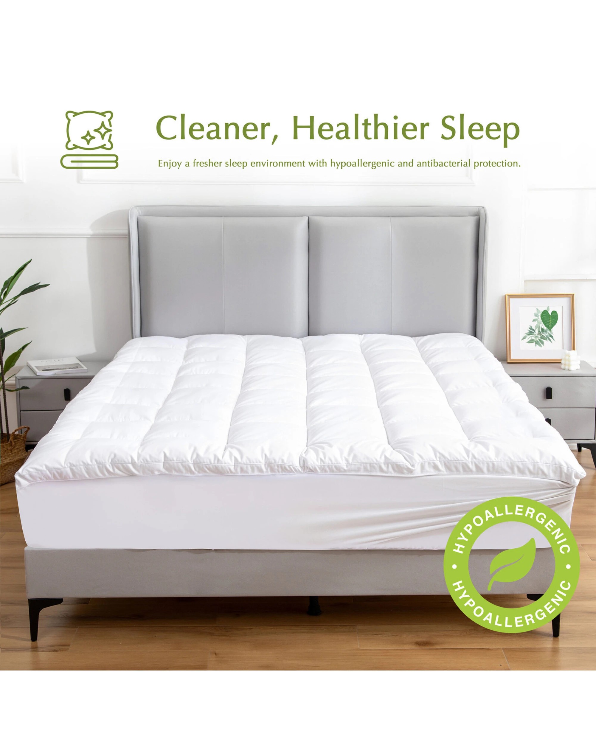 5 Hacienda Hypoallergenic, Antibacterial w/ 100% Microfiber filling Mattress Topper - KING, 5 of 9