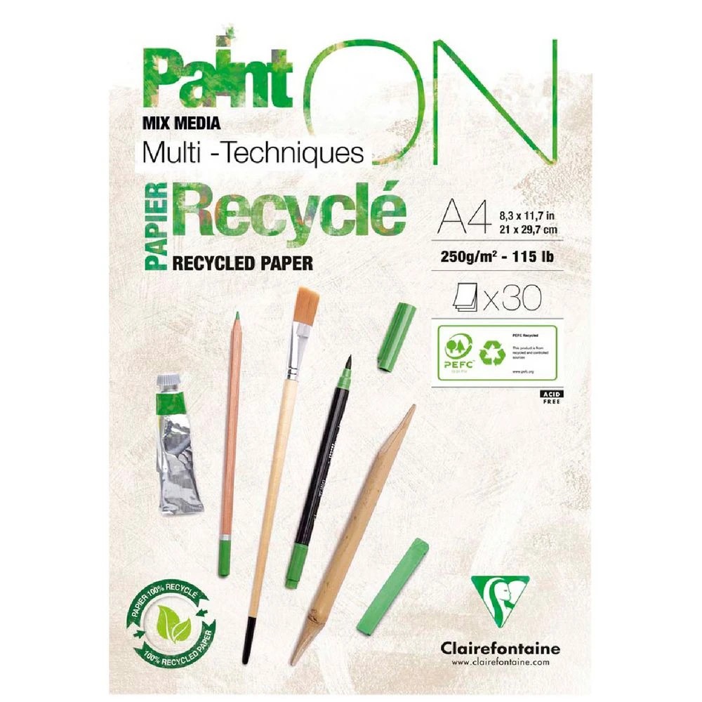 1 Clairefontaine PaintON A4 Recycled Mixed Media Pad 30 Sheets, 1 of 2