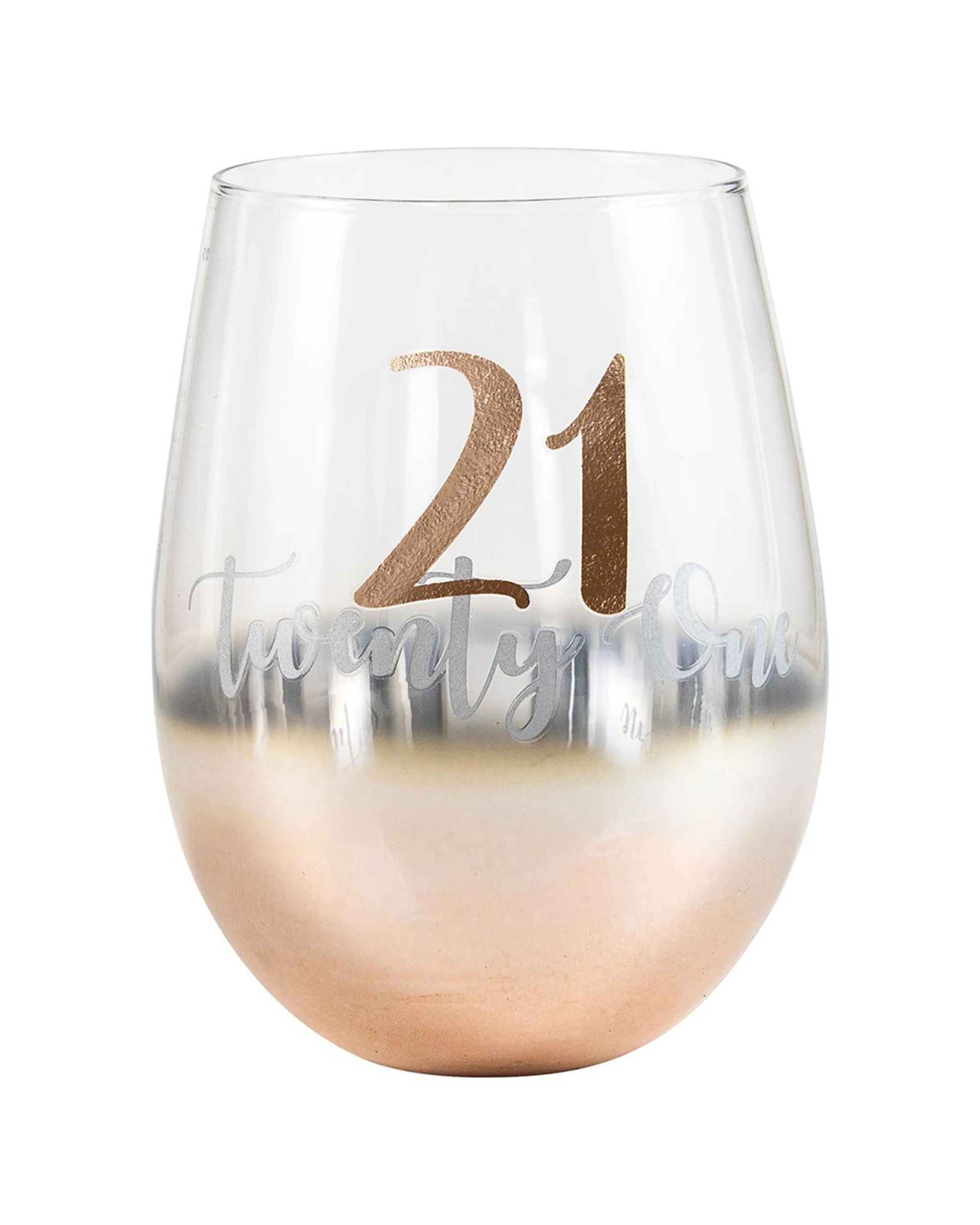 2 LMD 2pk Rose 21 Ombre Stemless Wine Glass 600ml Drinking Cup - Gold, 2 of 2