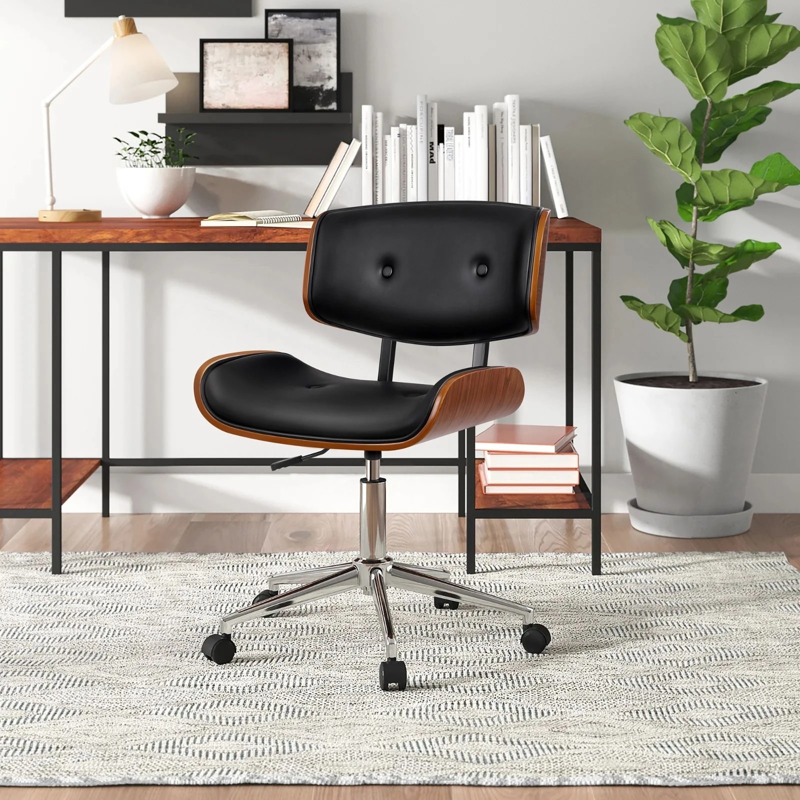 9 Alfordson Wooden Office Chair Computer Chairs Executive Seat Leather - Black, 9 of 10