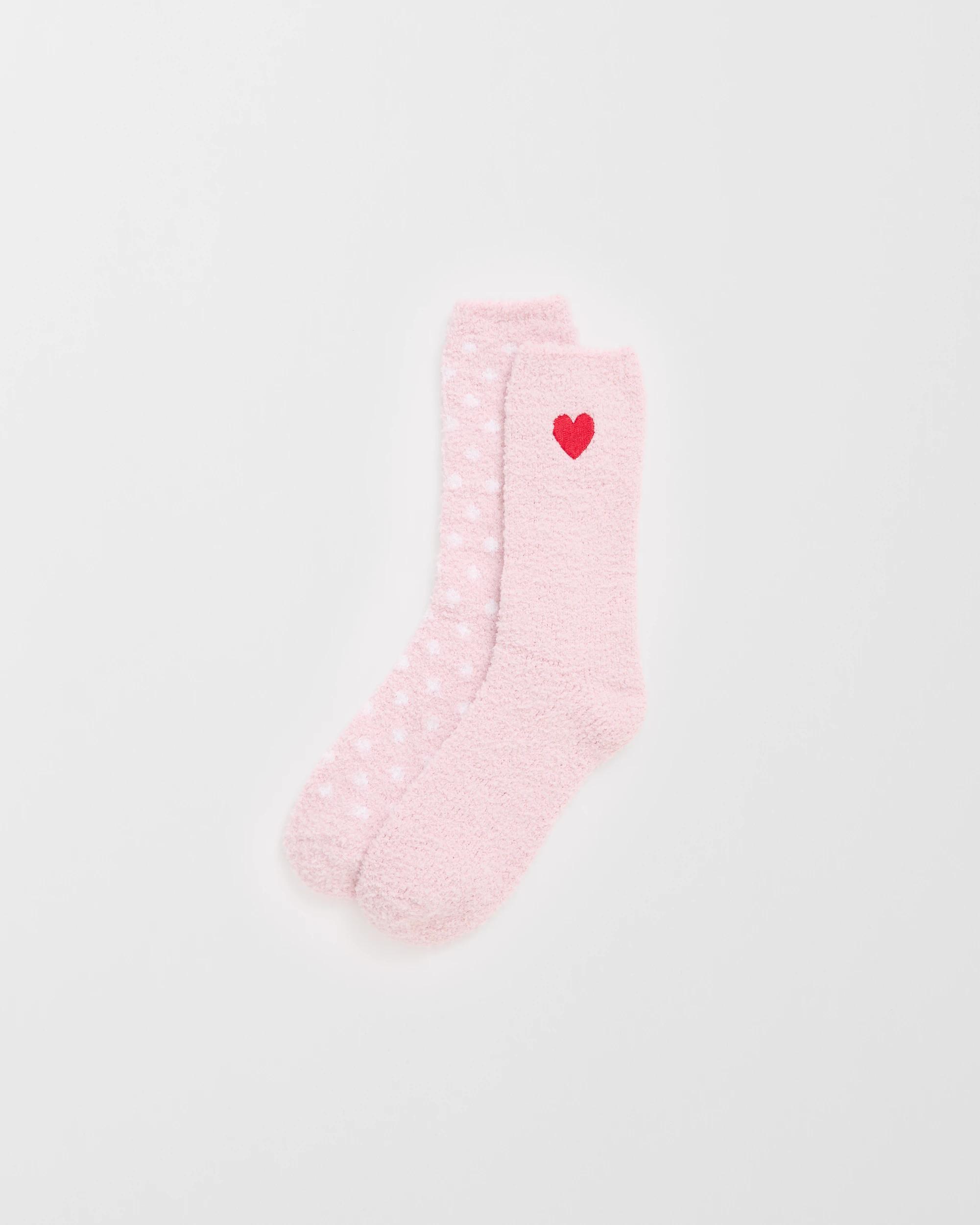 1 Target Woman 2 Pack Cosy Crew Length Home Socks HEART, 1 of 3