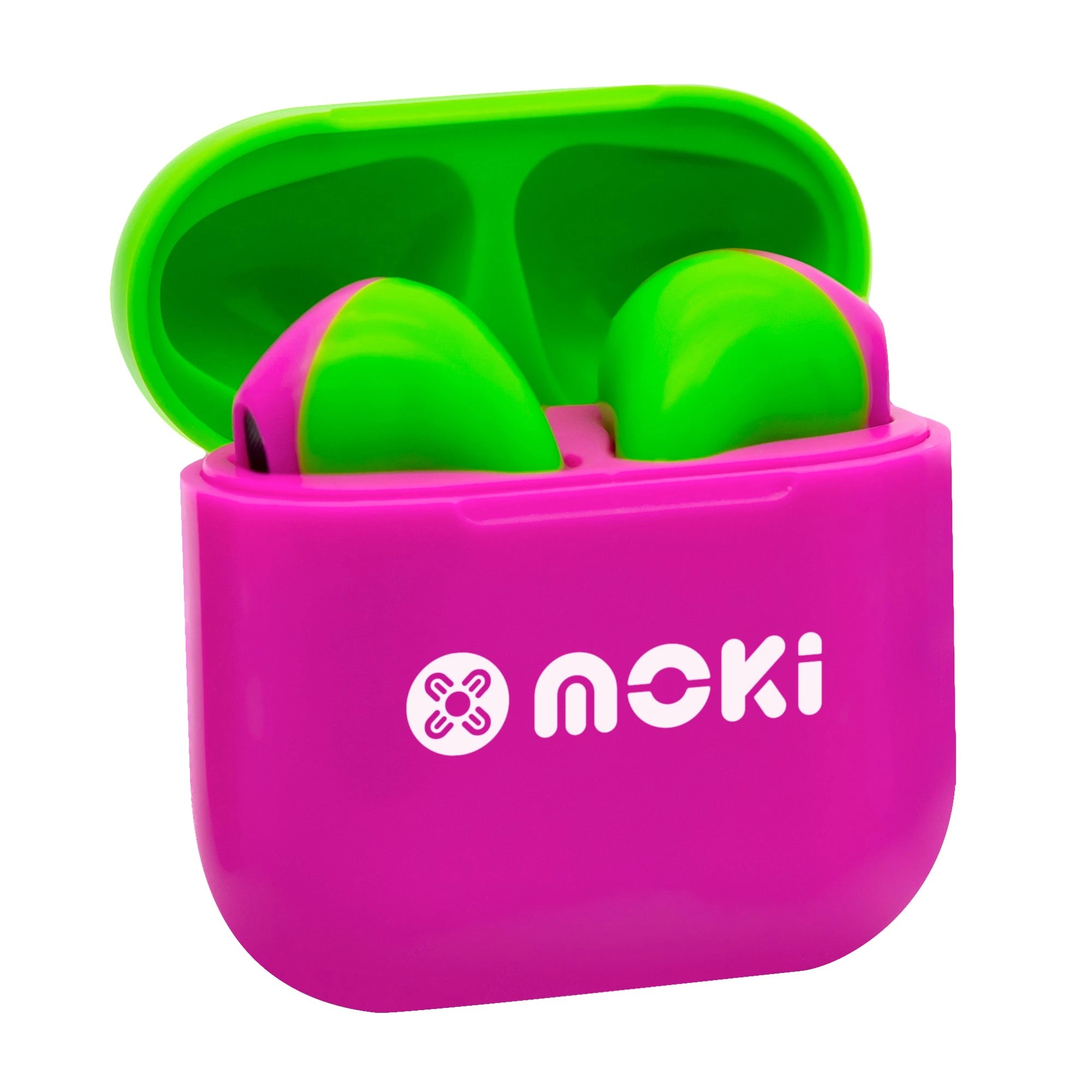1 Moki MokiPods Mini TWS Earphones for Kids Volume Limited - Pink/Green - Multi, 1 of 4
