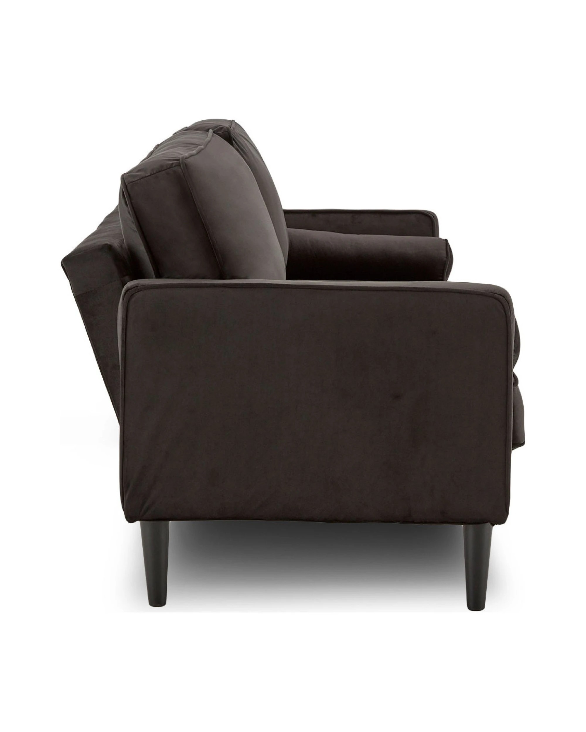 3 Sarantino Faux Velvet Sofa Bed Couch Furniture Lounge Suite - Black, 3 of 9