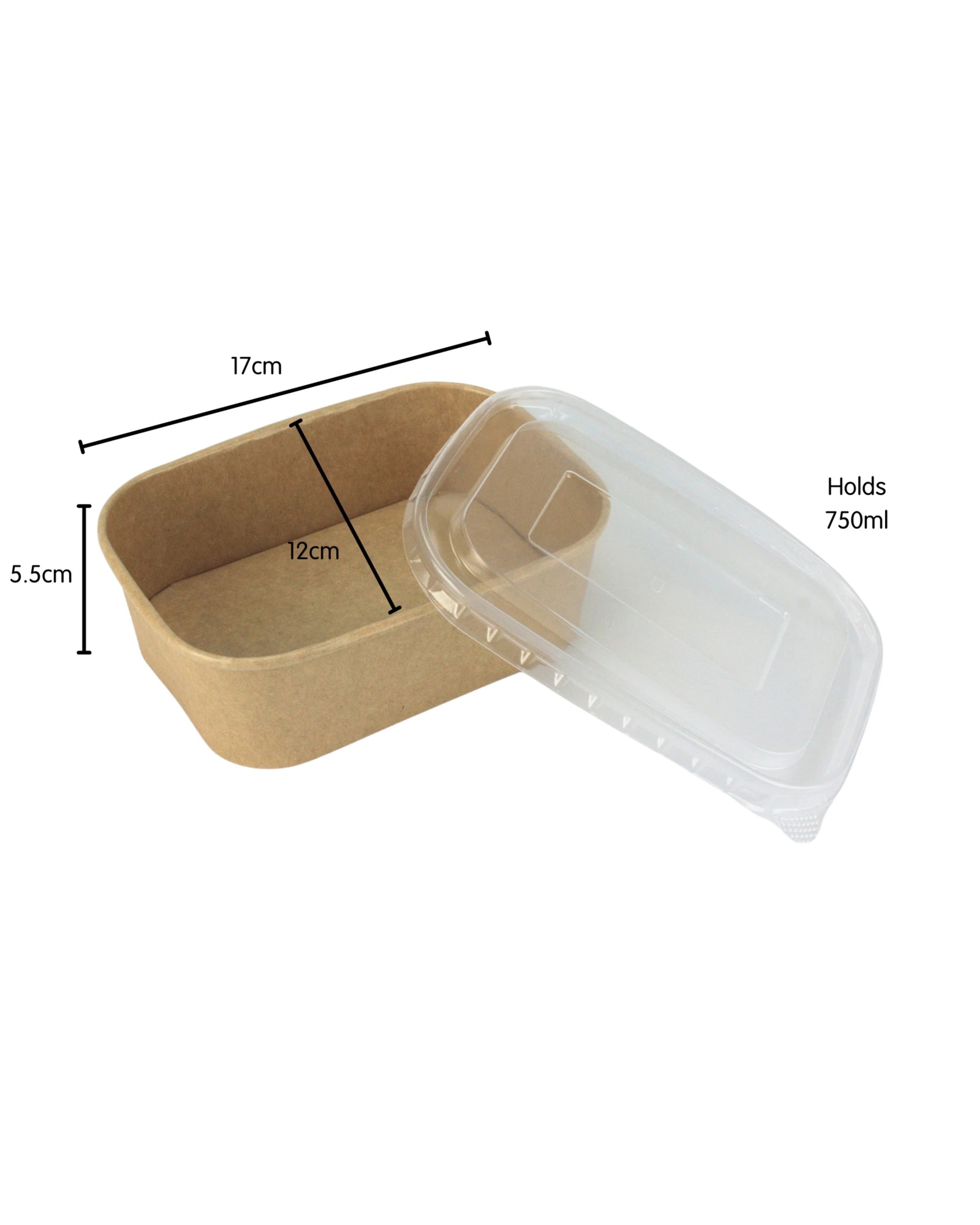 2 Partyware Earth Eco Food Containers With Lids 750ml Pack of 10 - Natural Clear, 2 of 4