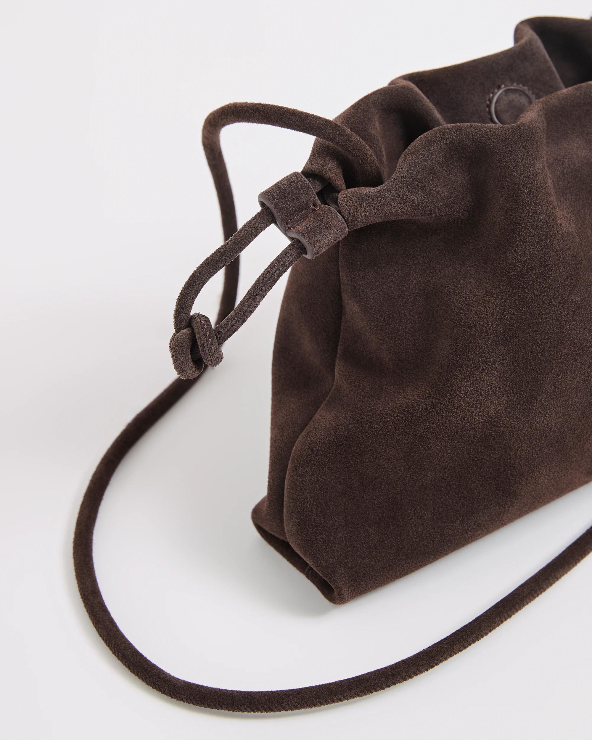 2 Target Accessories Premium Suede Leather Gathered Clutch Bag BITTER CHOCOLATE, 2 of 4