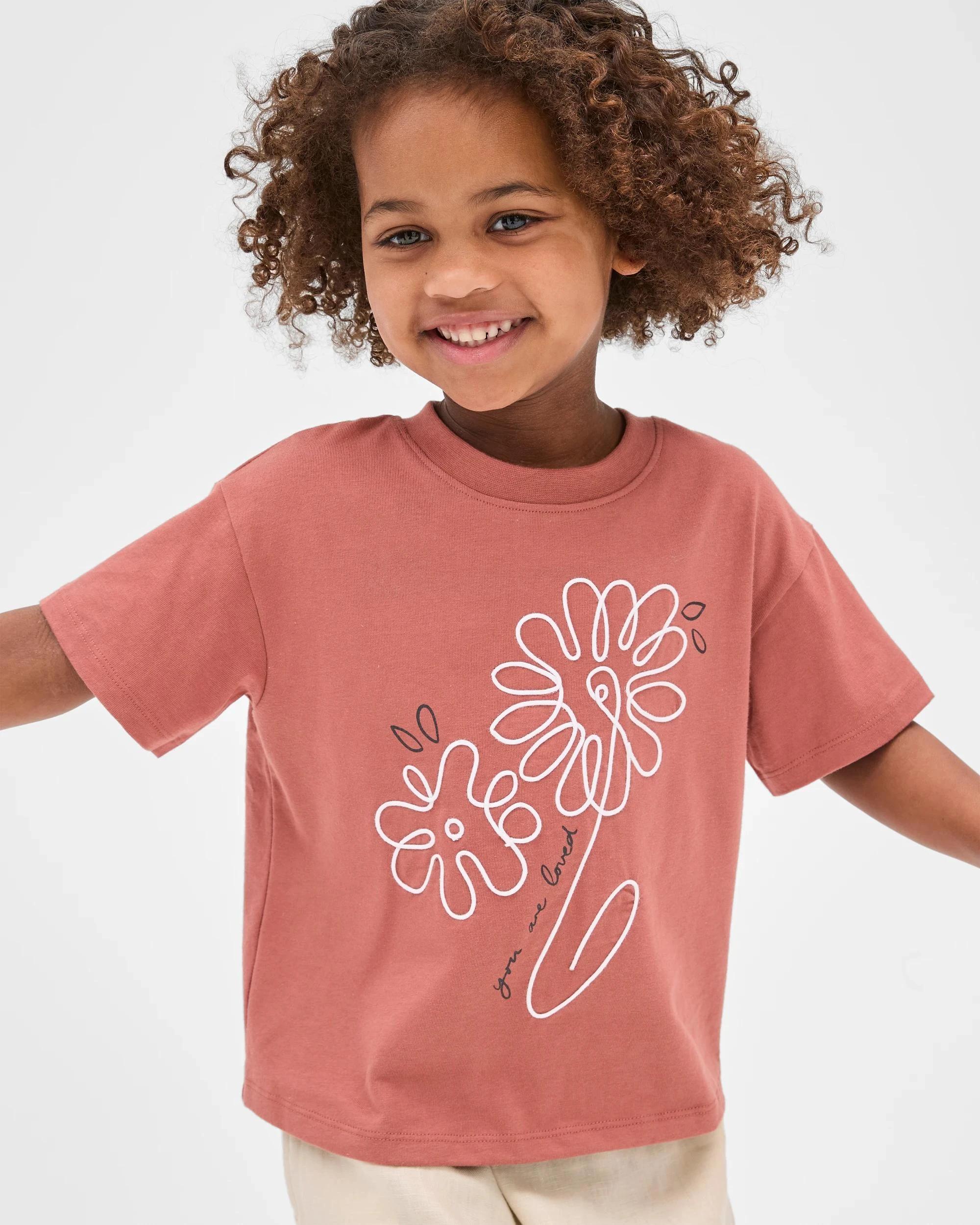 1 Target Australian Cotton Textured Print T-shirt BROWN, 1 of 6