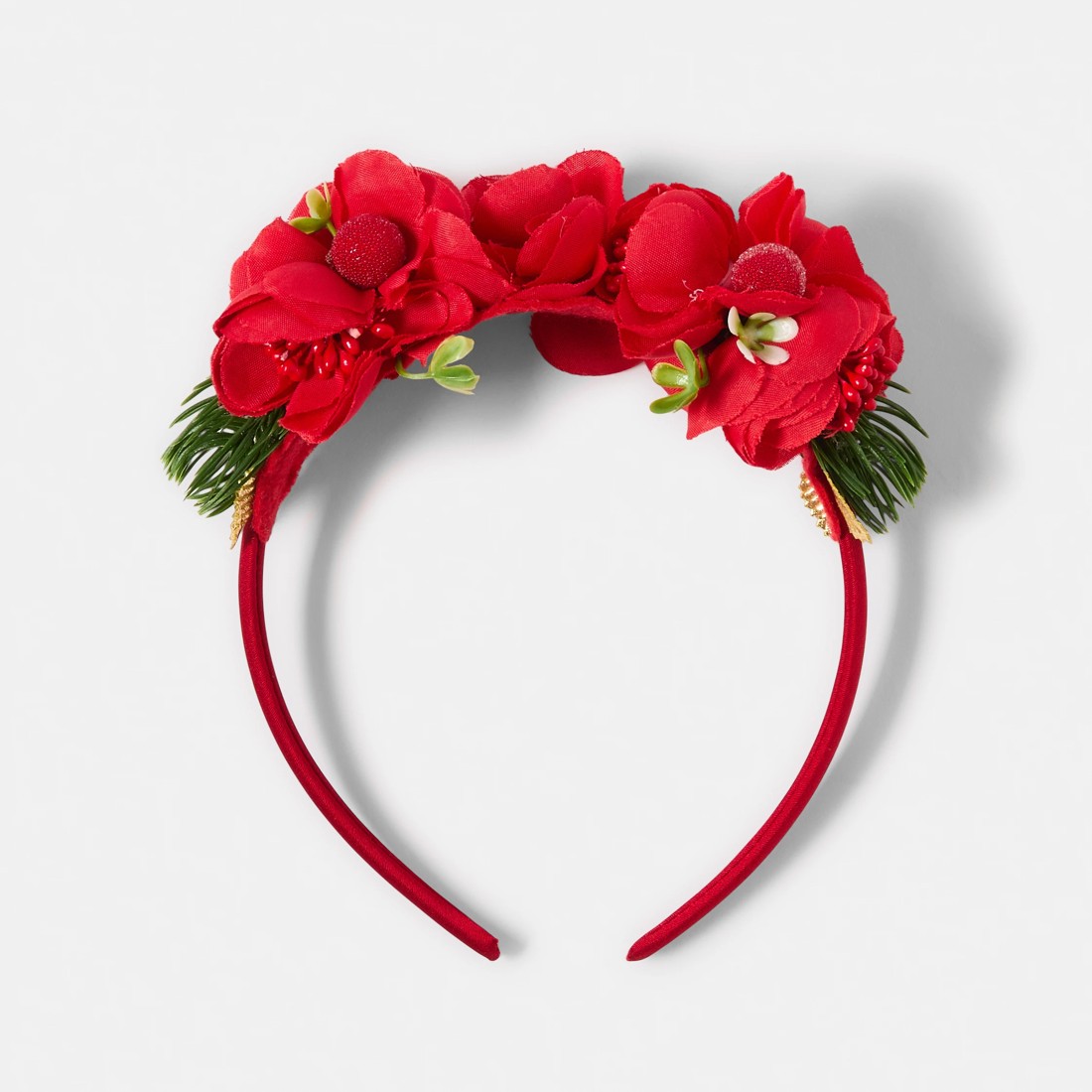 3 Christmas Floral Headband - Red, 3 of 4