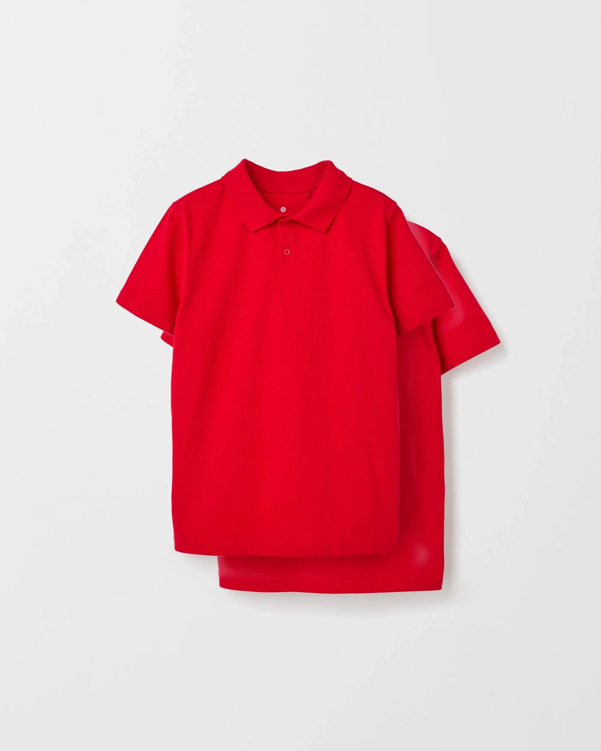 1 Target Australian Cotton 2 Pack Short Sleeve Polo T-Shirt RED, 1 of 4