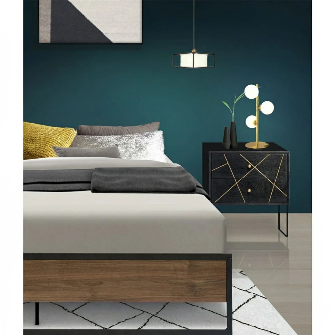 5 Artiss Bed Frame Metal Frame Bed Base OSLO - - Black, 5 of 6