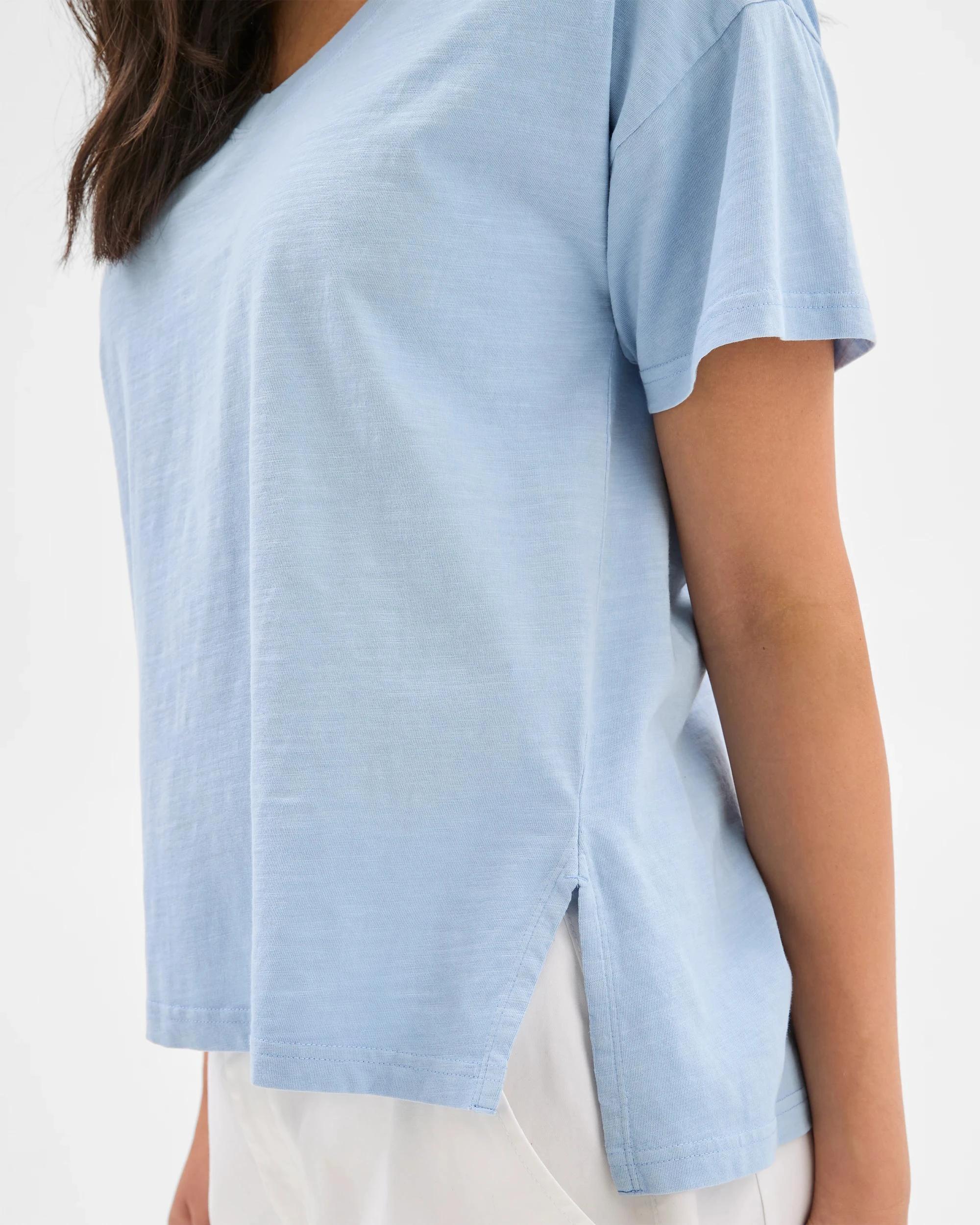 3 Target Australian Cotton Relaxed Slub V-Neck T-Shirt Summer Blue, 3 of 7