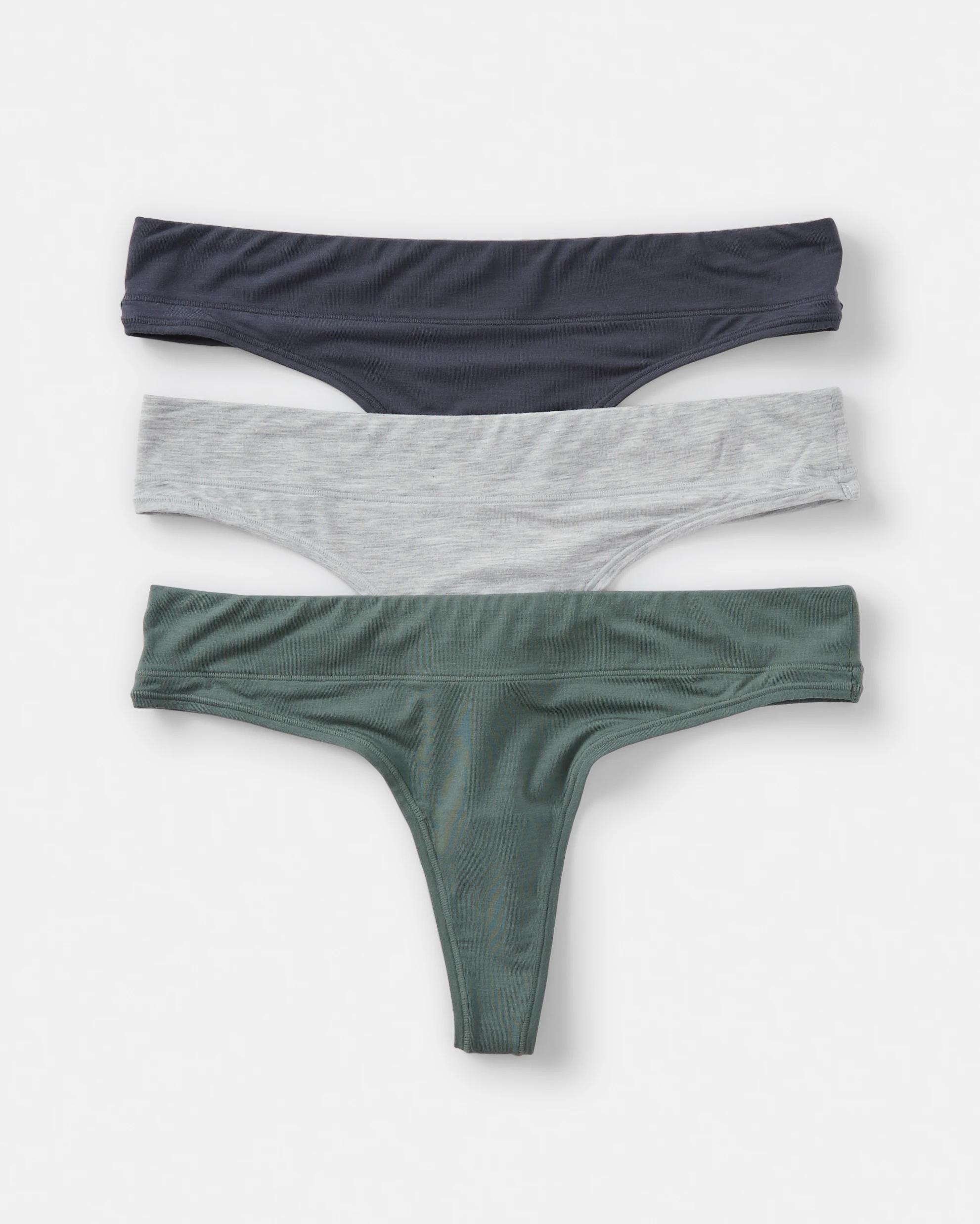 1 3 Pack Bamboo Blend G-String Briefs SMOKY GREEN, SILVER MARLE, SHADOW NAVY, 1 of 8