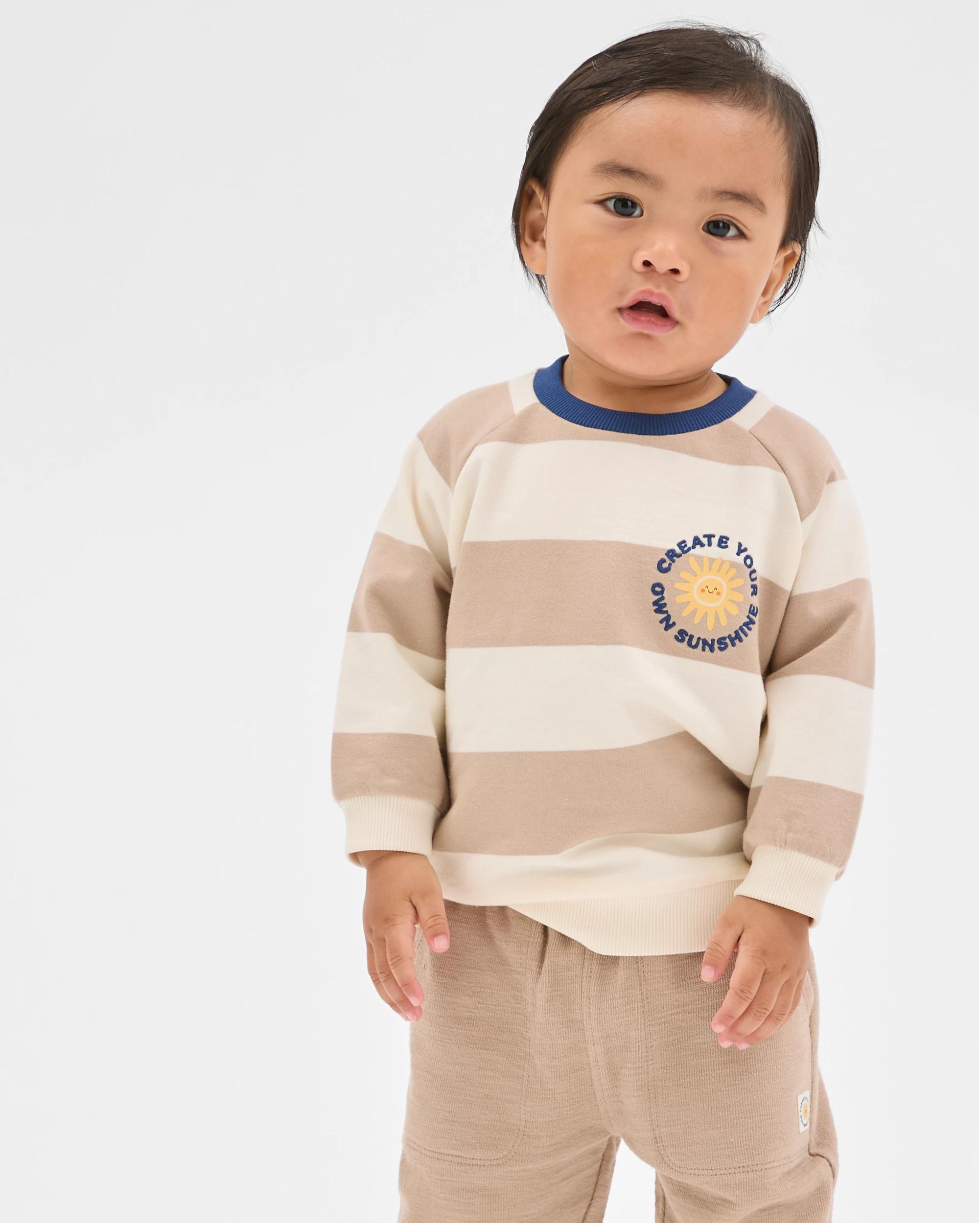 2 Target Baby Baby Organic Cotton Jumper & Pants 2 Piece Set STRIPE TAUPE, 2 of 6