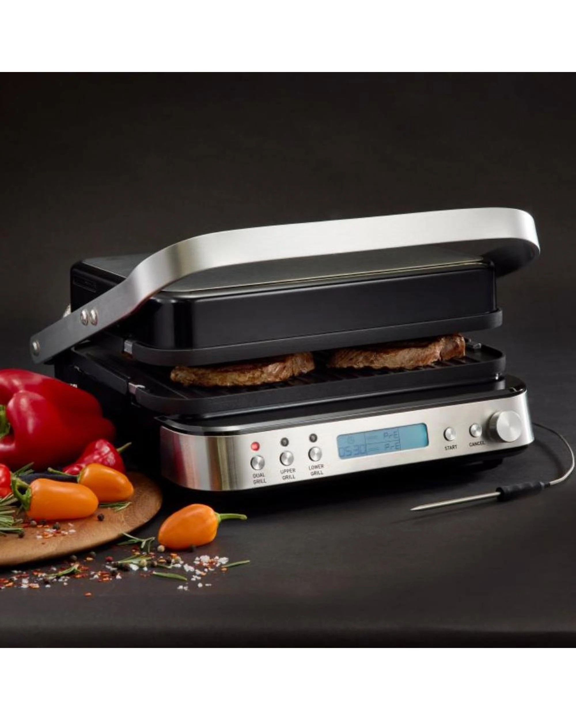 4 MasterPro Smart Electric Grill Indoor Multi Contact Grill With Temperature Probe, 4 of 8